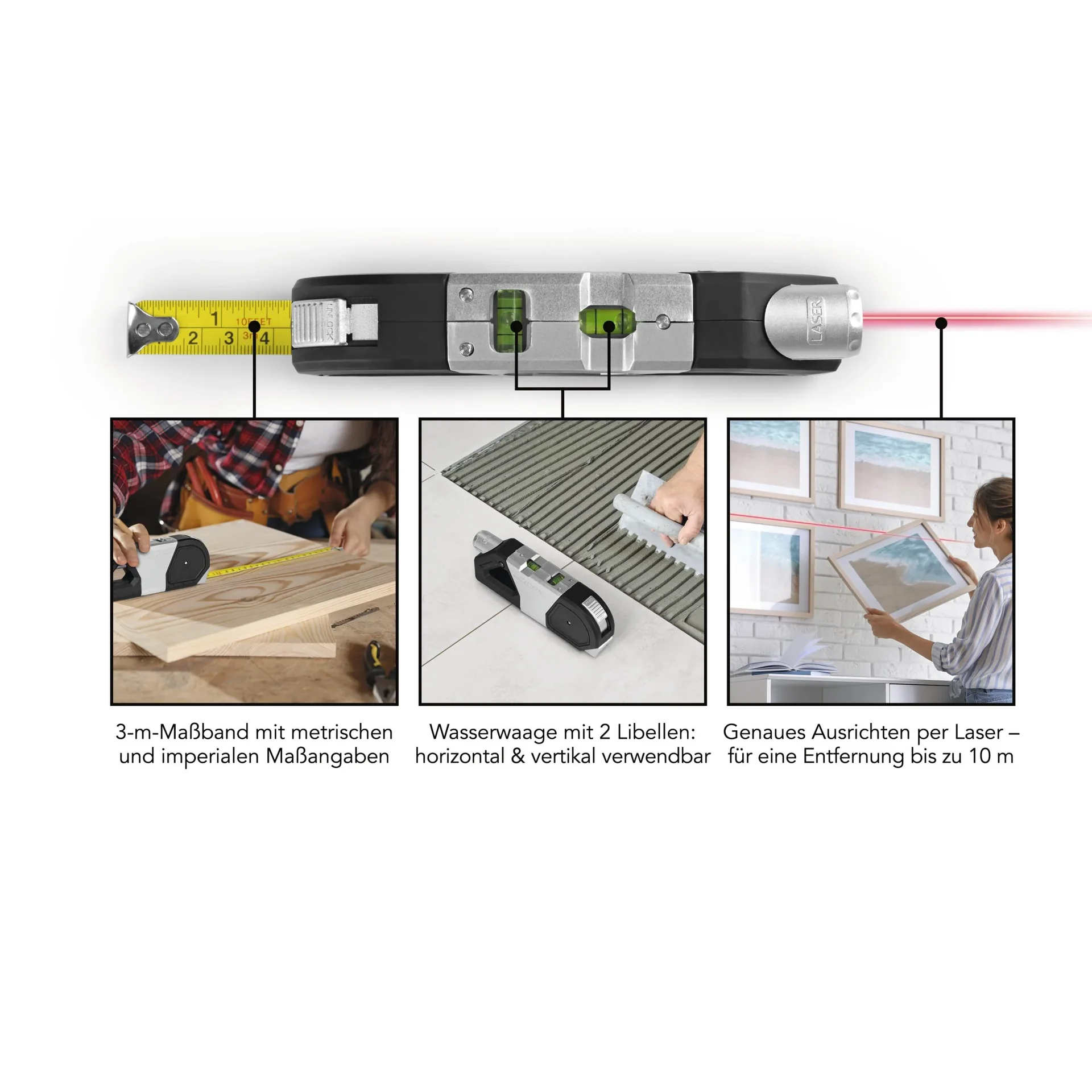 Laser-Waage 3 in 1 , 3 Volt, schwarz/silber - 7