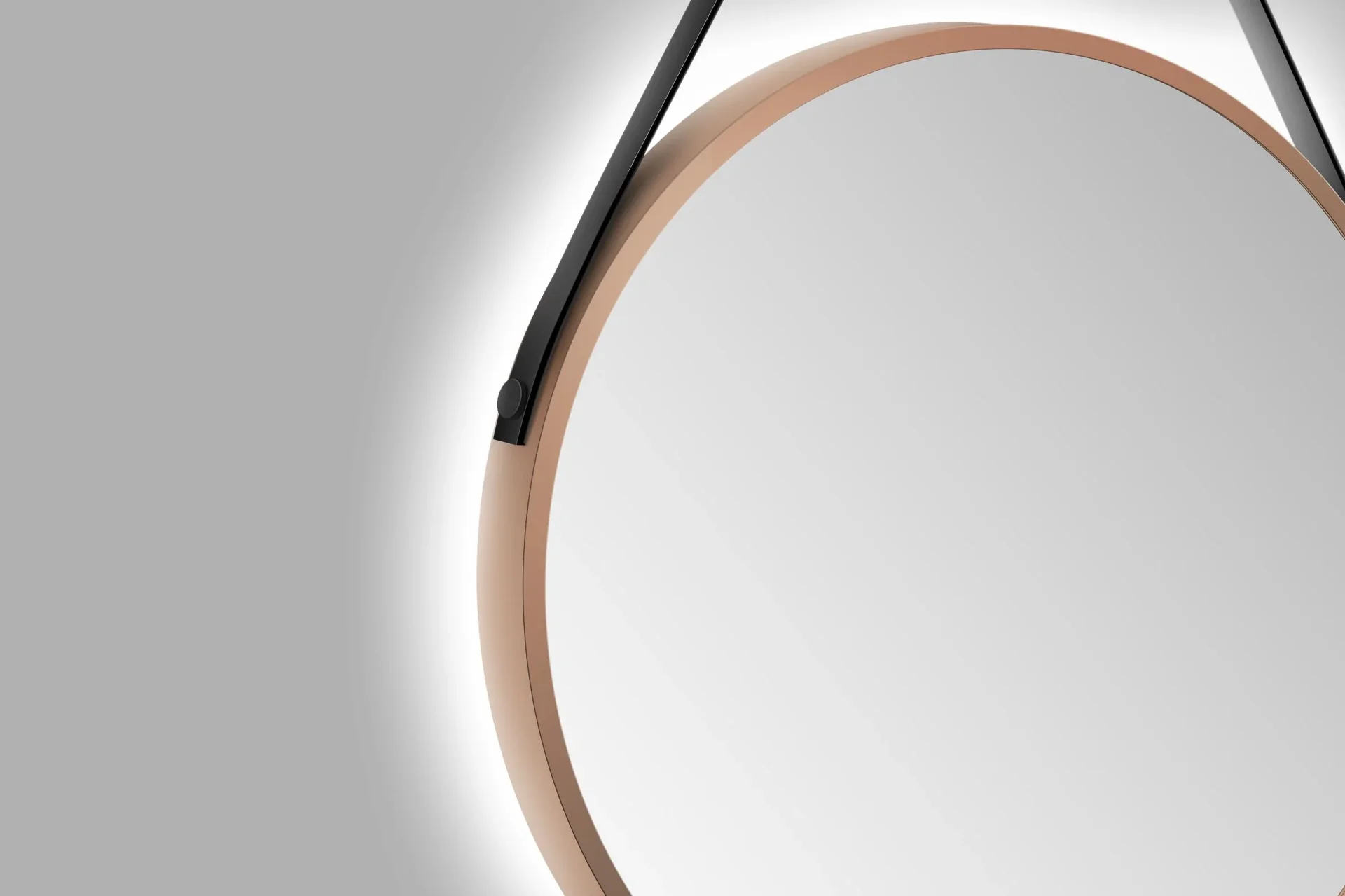 Dekorativer runder Wandspiegel mit indirekter LED Beleuchtung in kupfer matt Ø 50 cm - 5