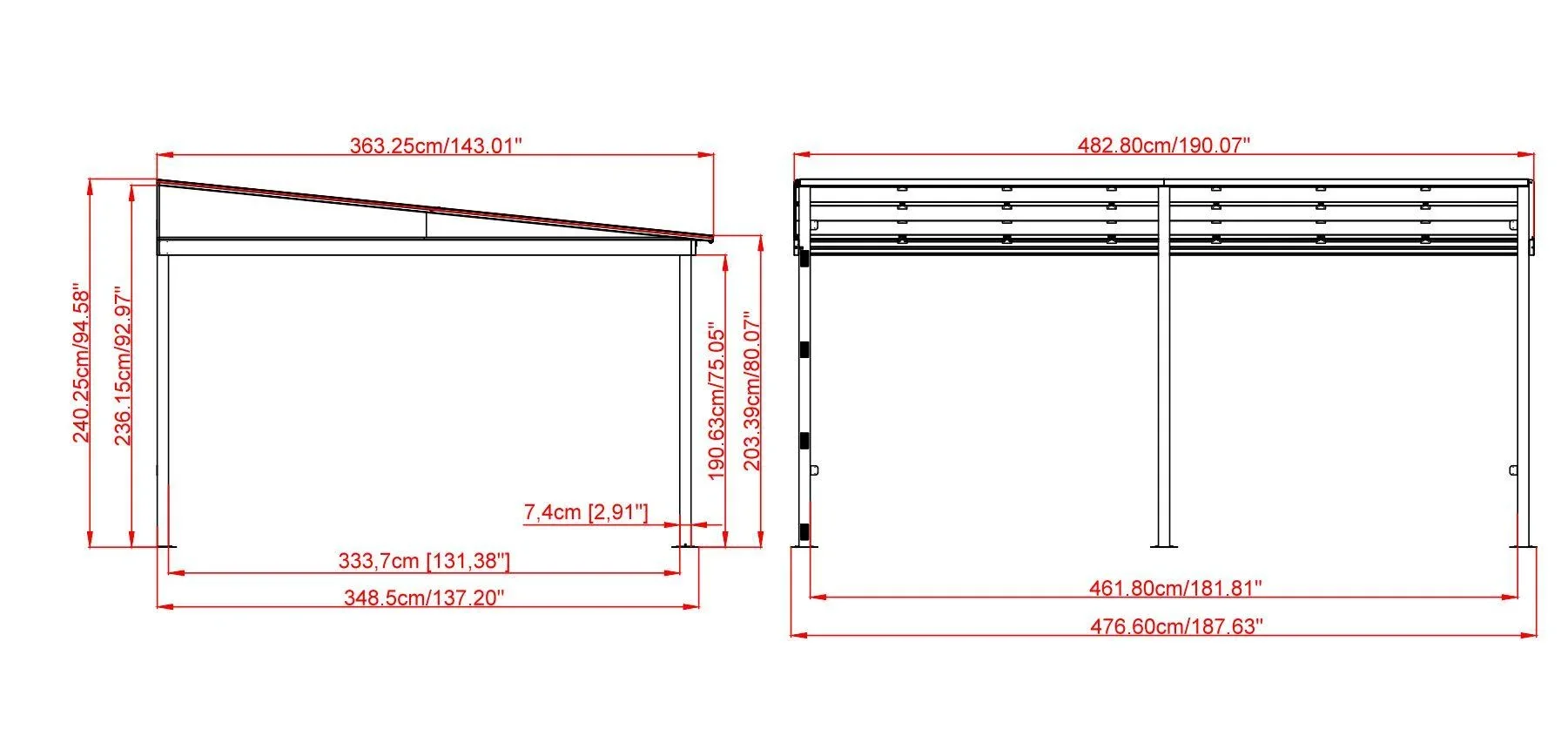 Aluminium Terrassenüberdachung St. Barthelemy 12x16 anthrazit - 2