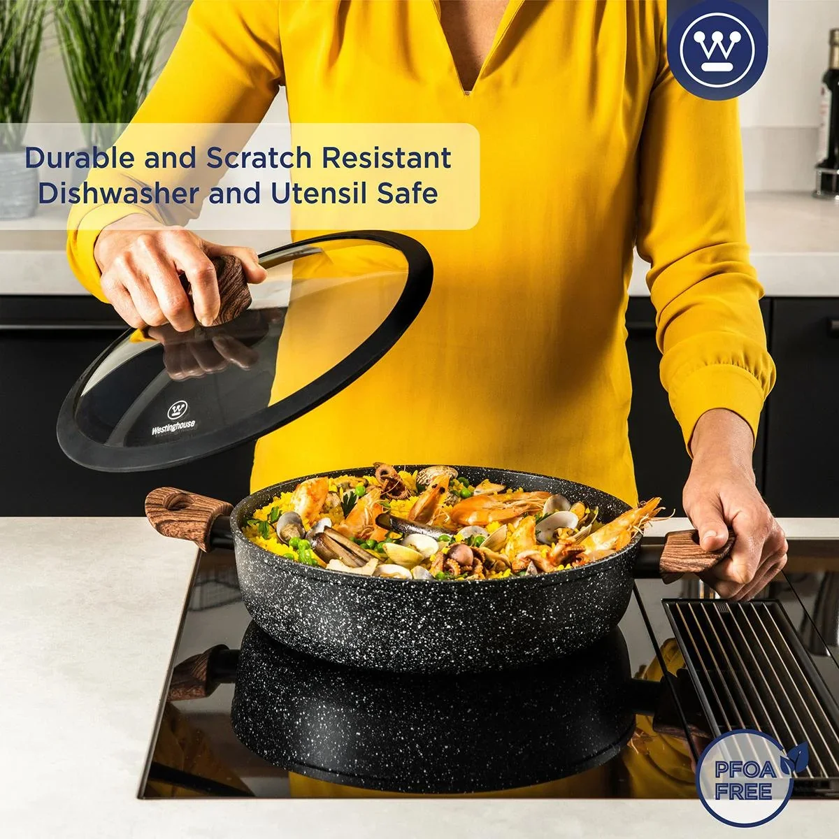 Bratpfanne Schwarzer Marmor Holz - 28 cm - 2