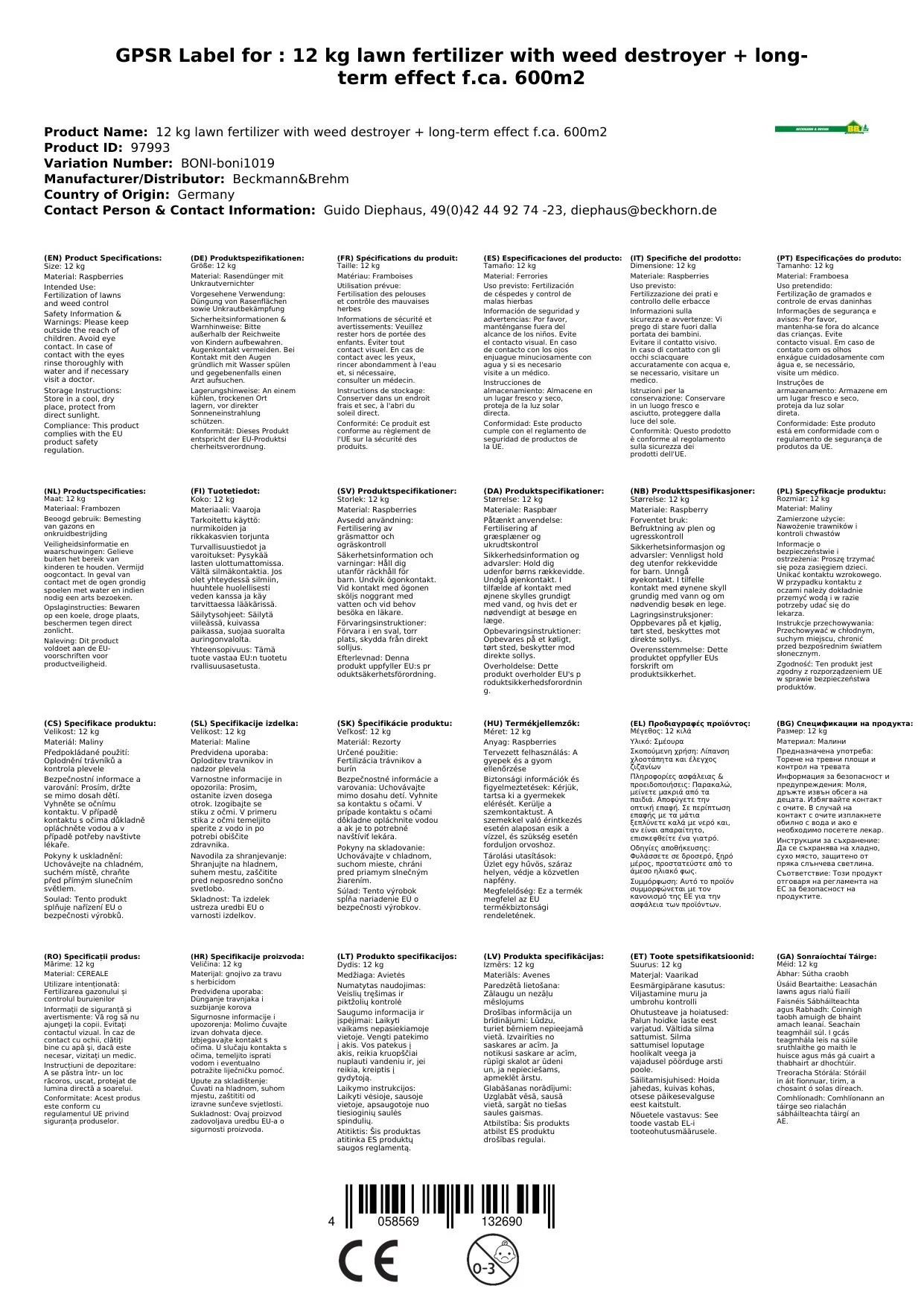 12 kg Rasendünger mit Unkrautvernichter + Langzeitwirkung  f.ca. 600m²-6