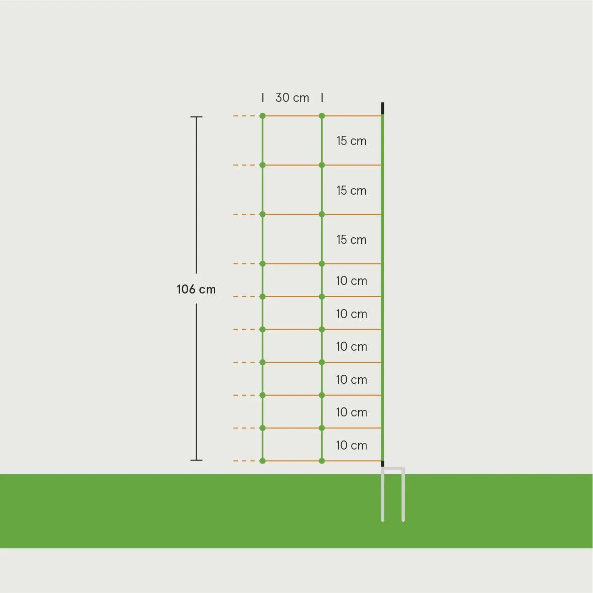 Kombi 106 cm mit Doppelspitze, 50 m - 0