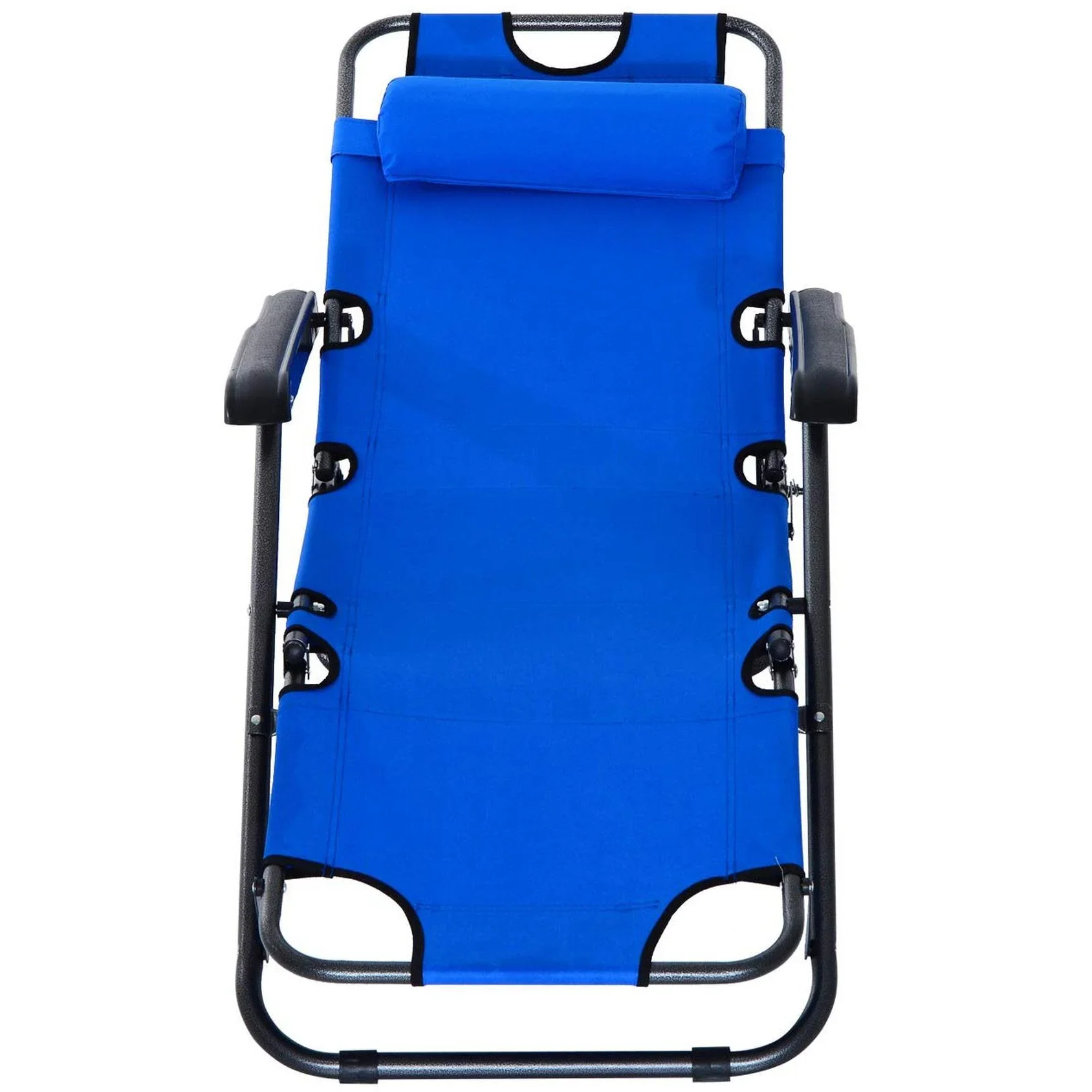Sonnenliege Strandliege Gartenliege Relaxliege klappbar mit Kissen Strand Metall + Oxfordstoff Blau 118 x 60 x 80 cm - 3