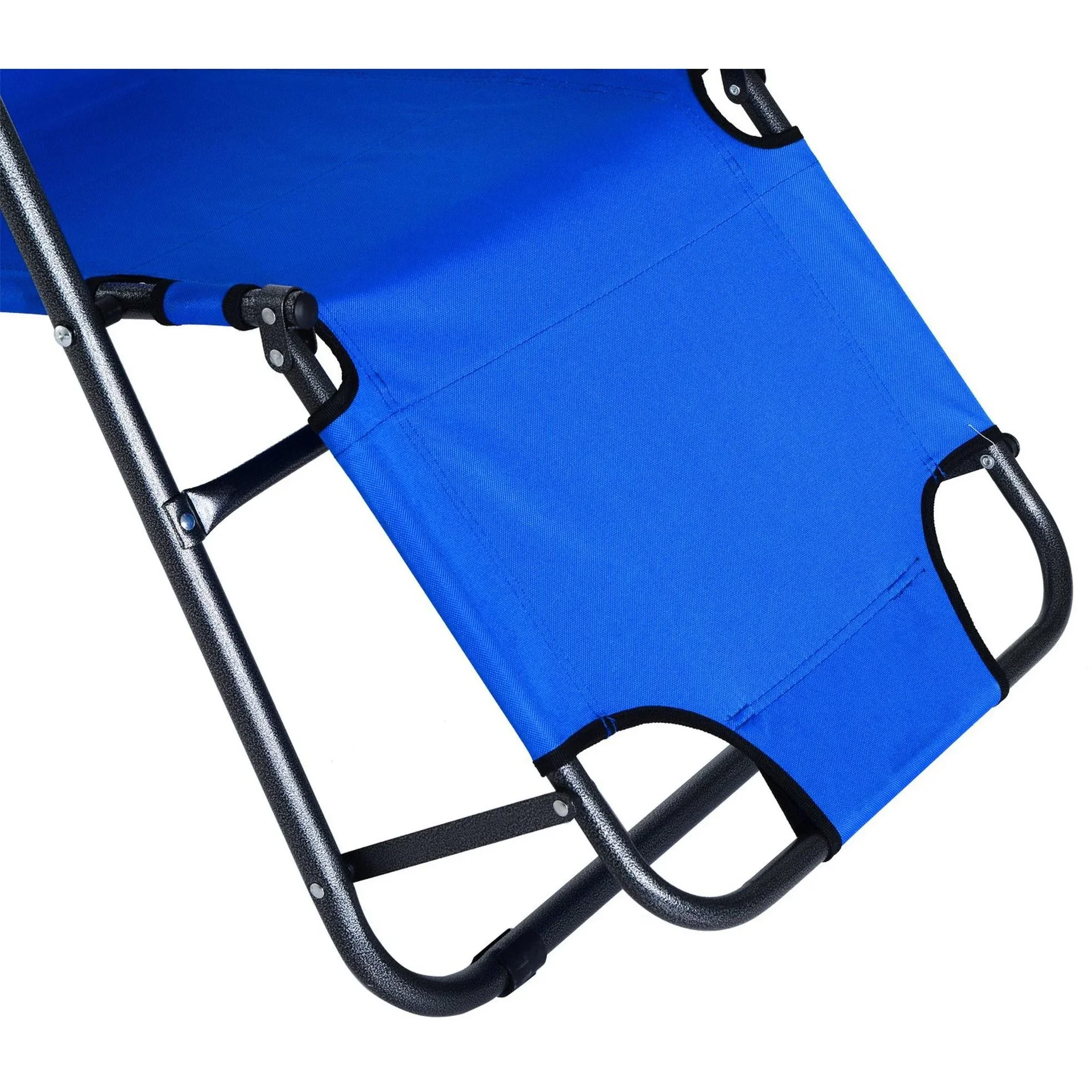 Sonnenliege Strandliege Gartenliege Relaxliege klappbar mit Kissen Strand Metall + Oxfordstoff Blau 118 x 60 x 80 cm - 4