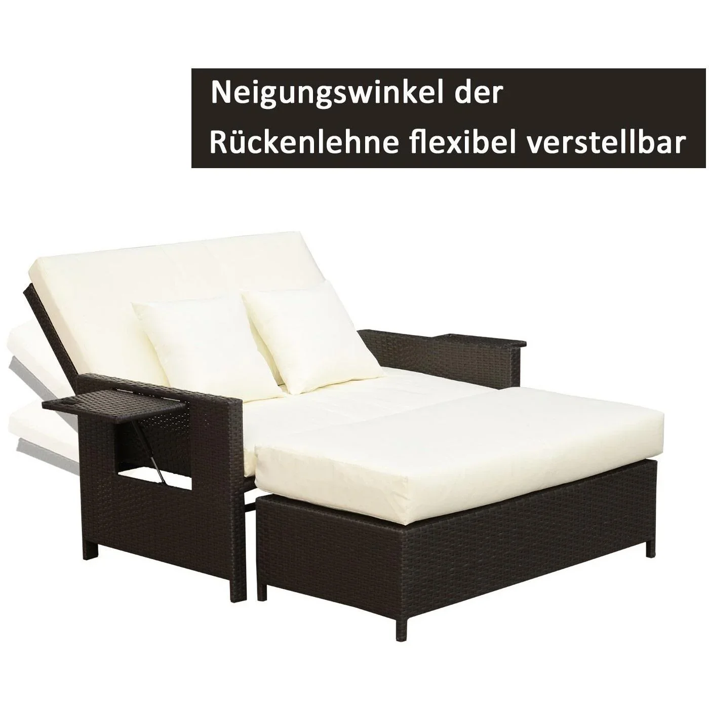 Polyrattan Lounge-Sofa mit Kissen - 5