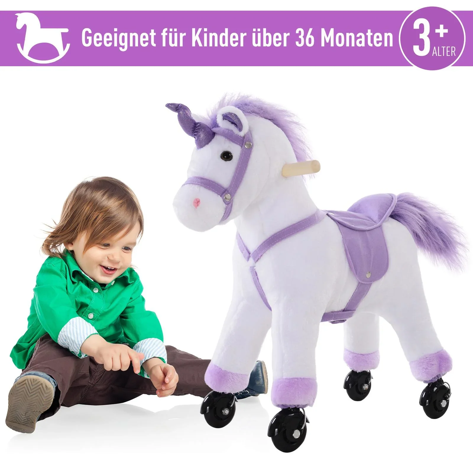 Plüsch-Einhorn auf Rollen - 0
