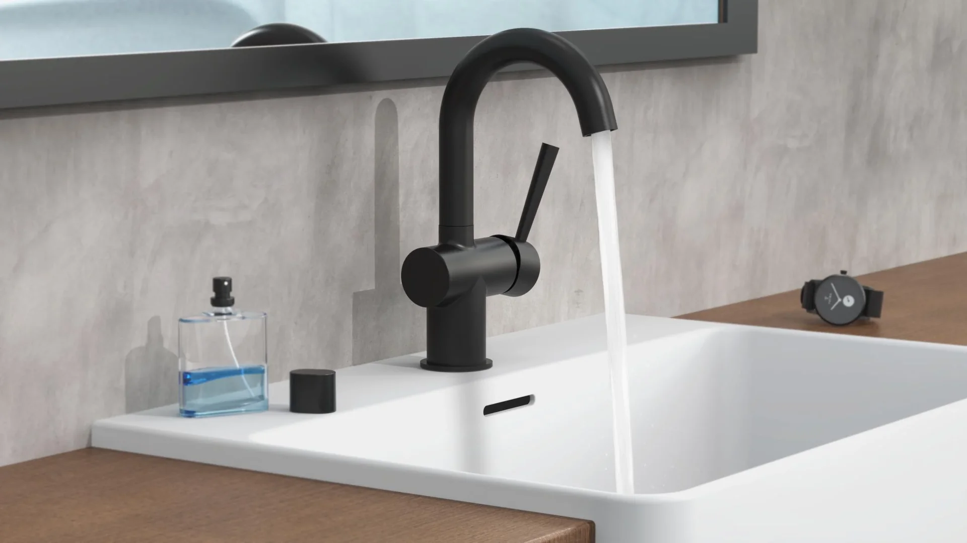 Waschtischarmatur "CORNWALL", Schwarz matt - 0