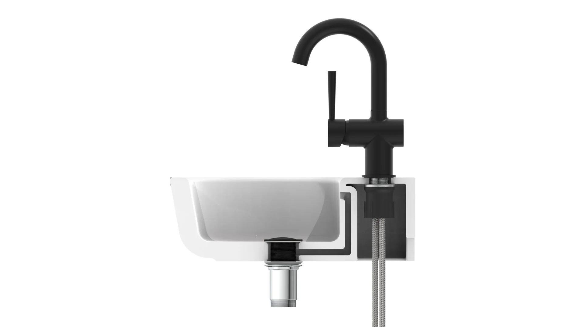 Waschtischarmatur "CORNWALL", Schwarz matt - 1