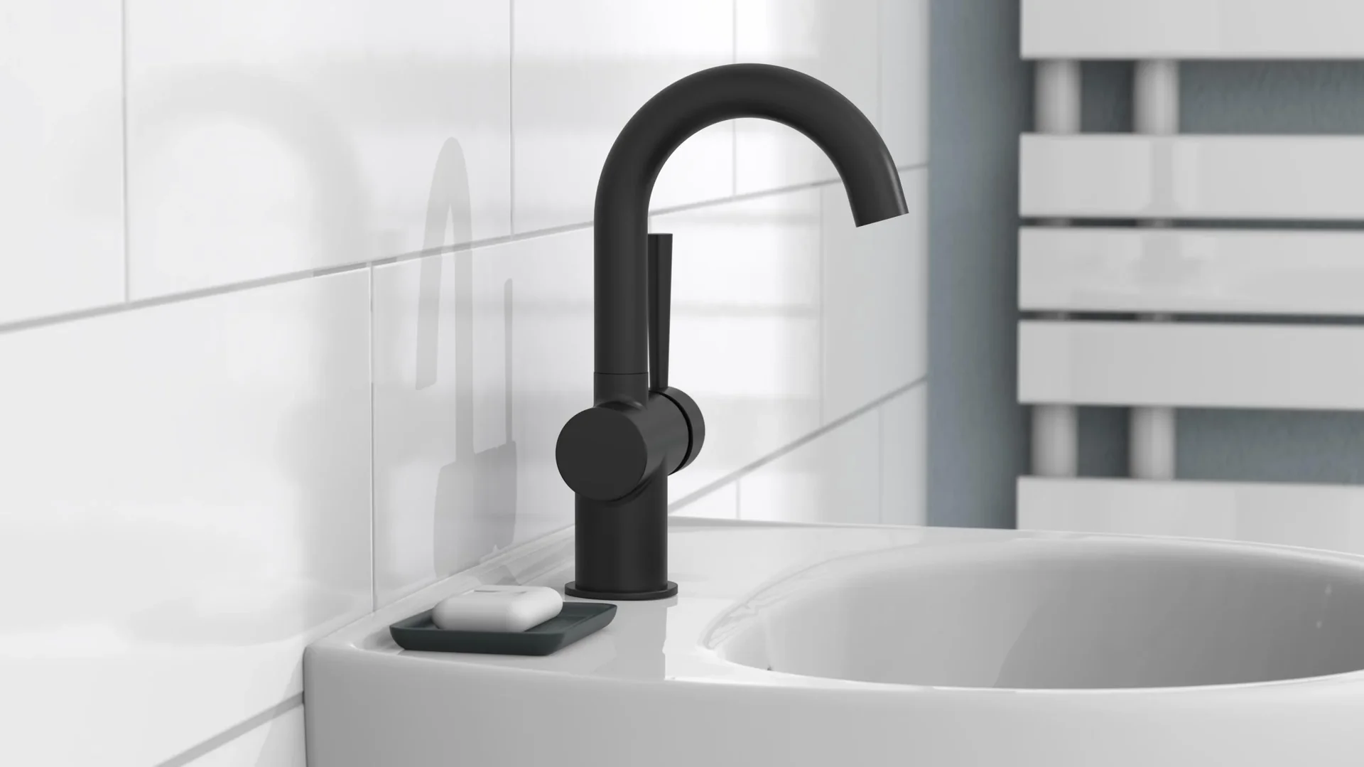Waschtischarmatur "CORNWALL", Schwarz matt - 4