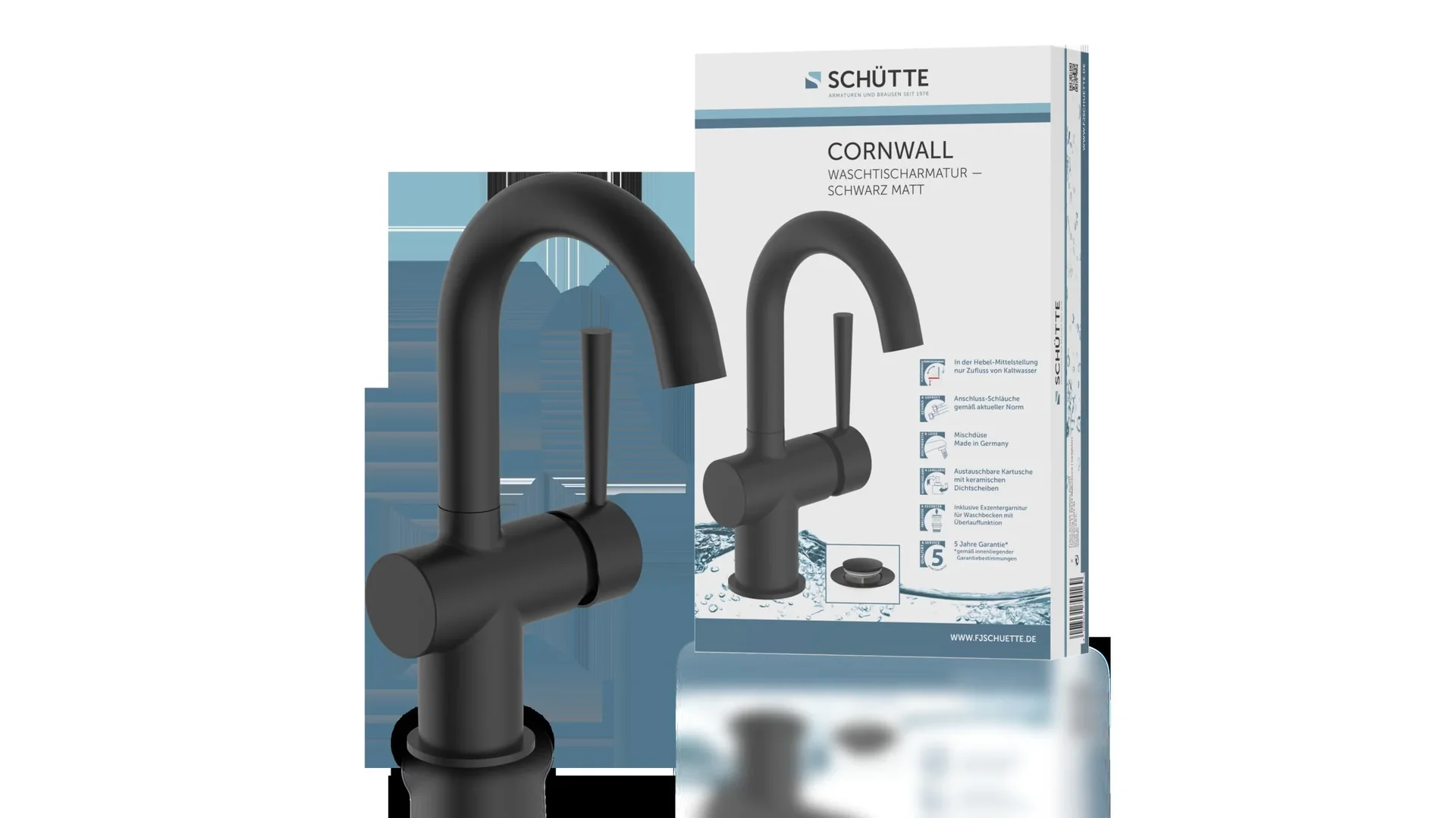 Waschtischarmatur "CORNWALL", Schwarz matt - 7