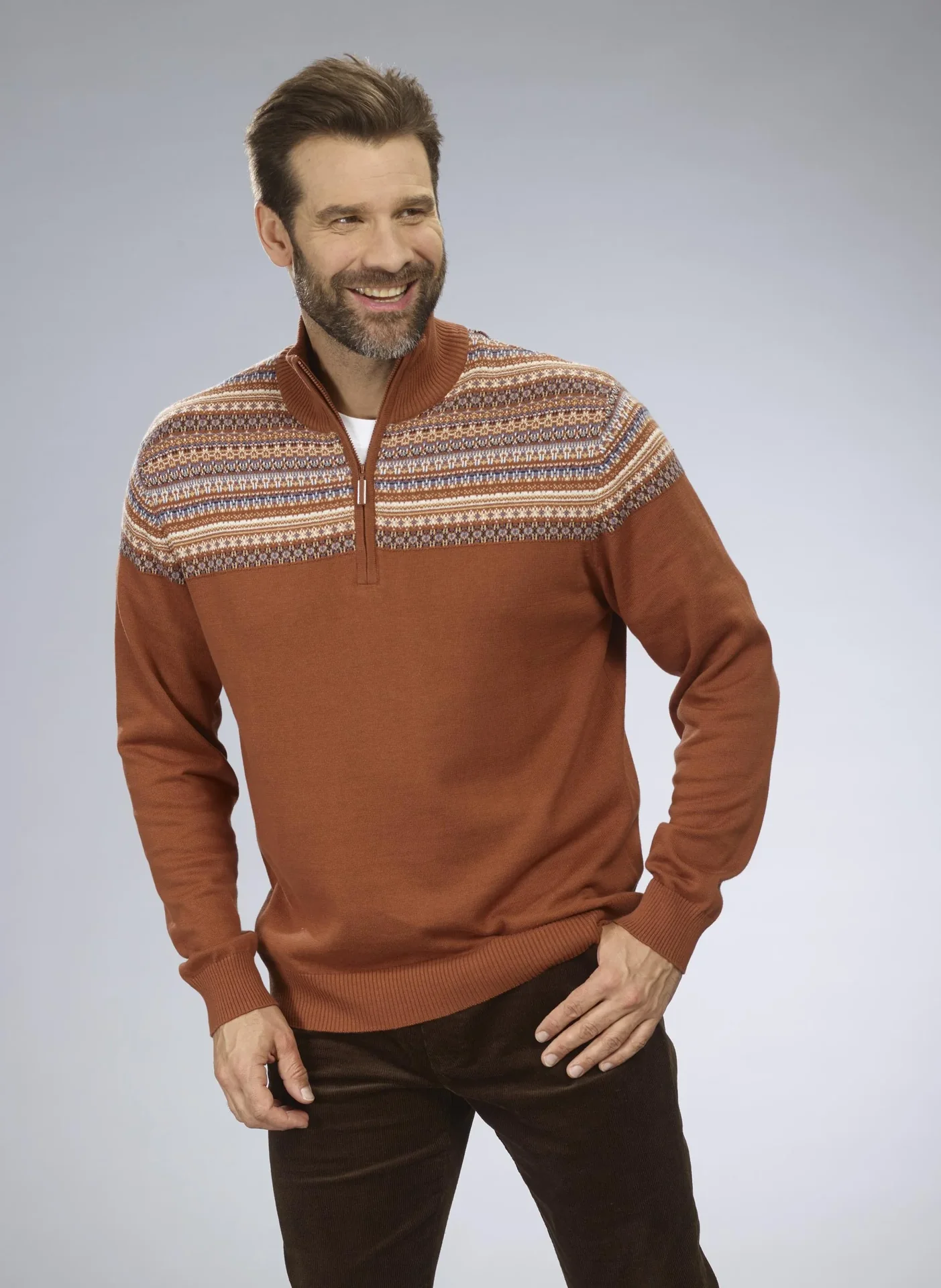 Pullover mit Norwegermuster, Farbe braun, Gr.M - 3