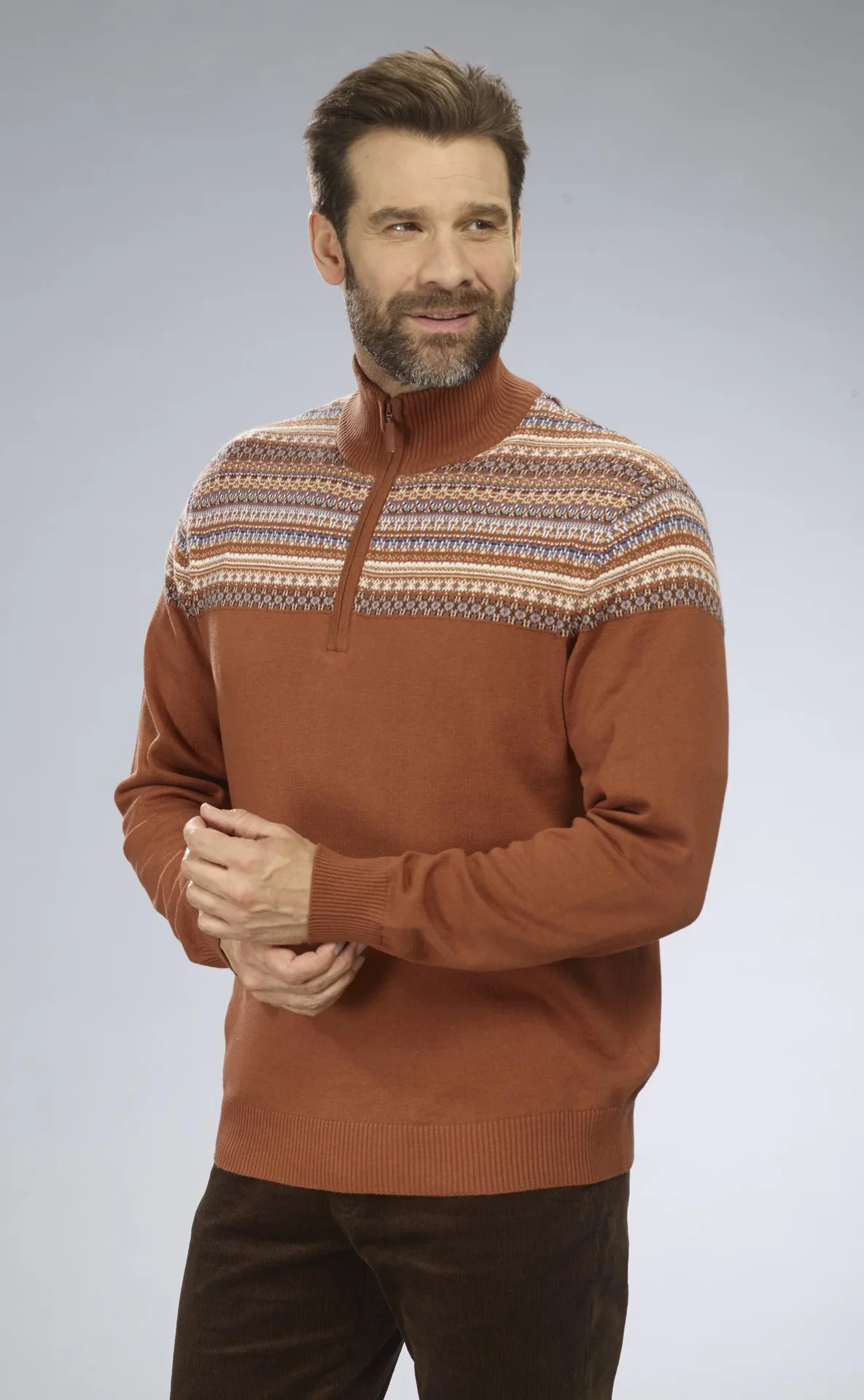 Pullover mit Norwegermuster, Farbe braun, Gr.M - 5