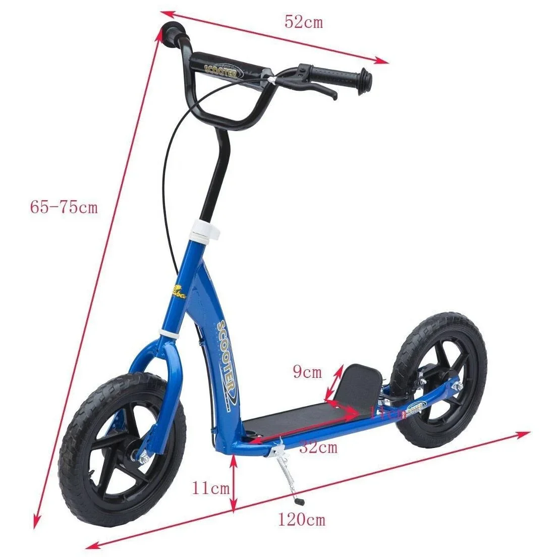 Tretroller Scooter 12 Zoll Cityroller Kinder Roller Bike blau - 1
