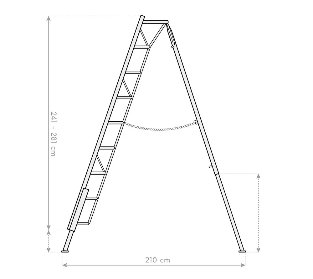 Leiter 3-Holm-Gartenleiter höhenverstellbar 127x210x270 cm Silber - 3