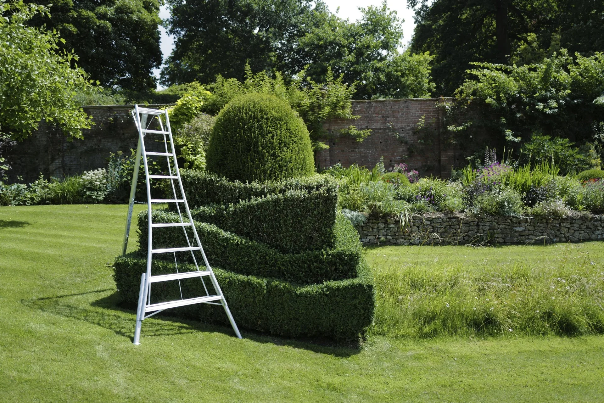 Leiter 3-Holm-Gartenleiter höhenverstellbar 127x210x270 cm Silber - 8