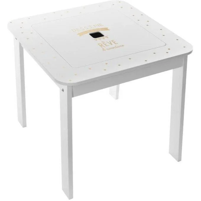Kindertisch mit 2 Hockern - Weiß - 57x57x51 cm - 0