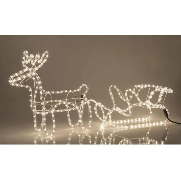 Weihnachts-Rentier mit Schlitten - Weihnachtsbeleuchtung - Warmweiß - 3