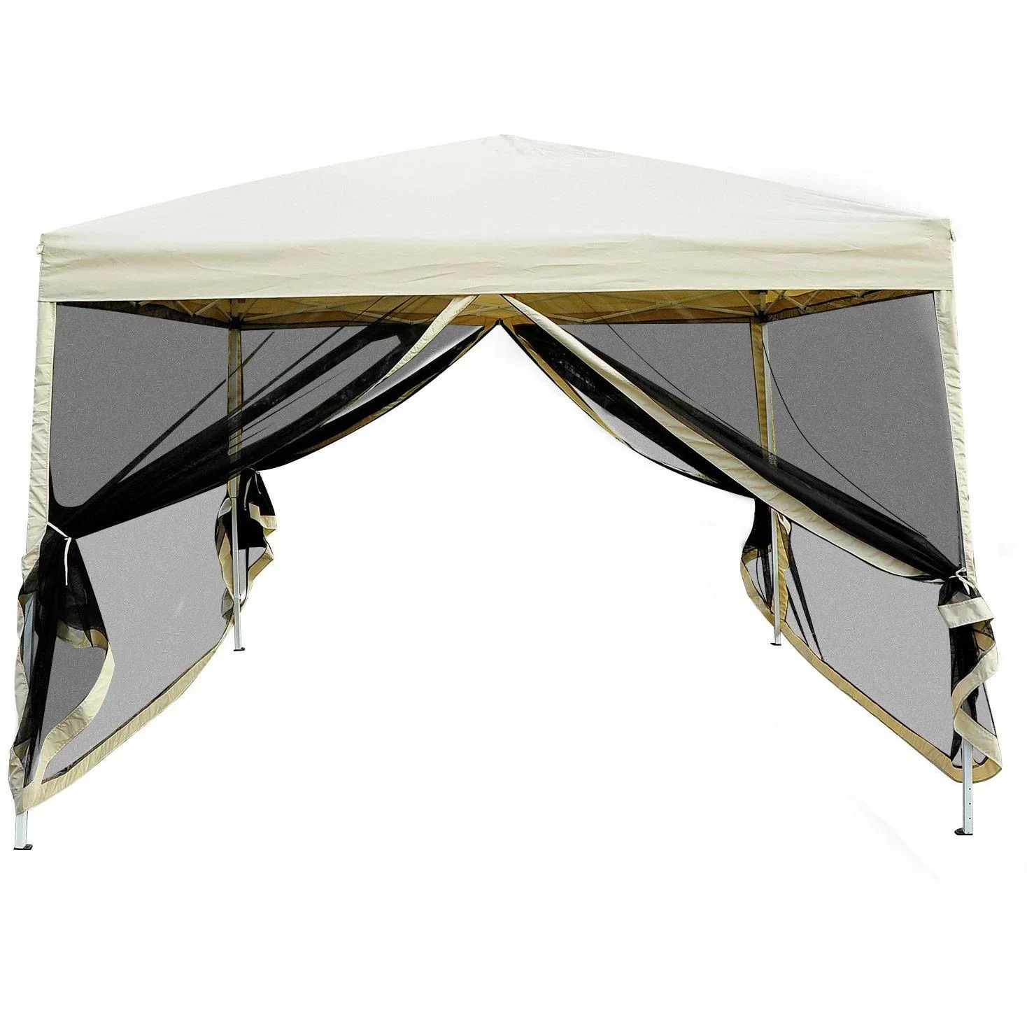 Faltpavillon Faltzelt mit Seitenwänden 3x3m Stahl Beige - 5