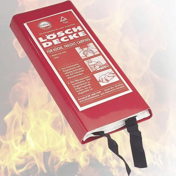 Löschdecke, beidseitig verwendbar, Größe 100 x 100 cm - 0