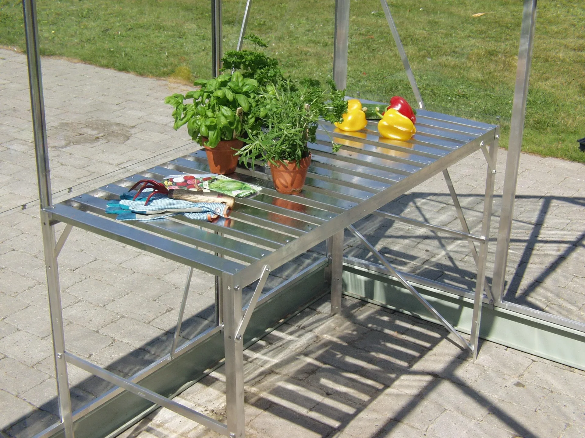 Alutisch, Farbe 1 Ablage, Farbe 121 x 54 x 76 cm, Farbe alu - 0
