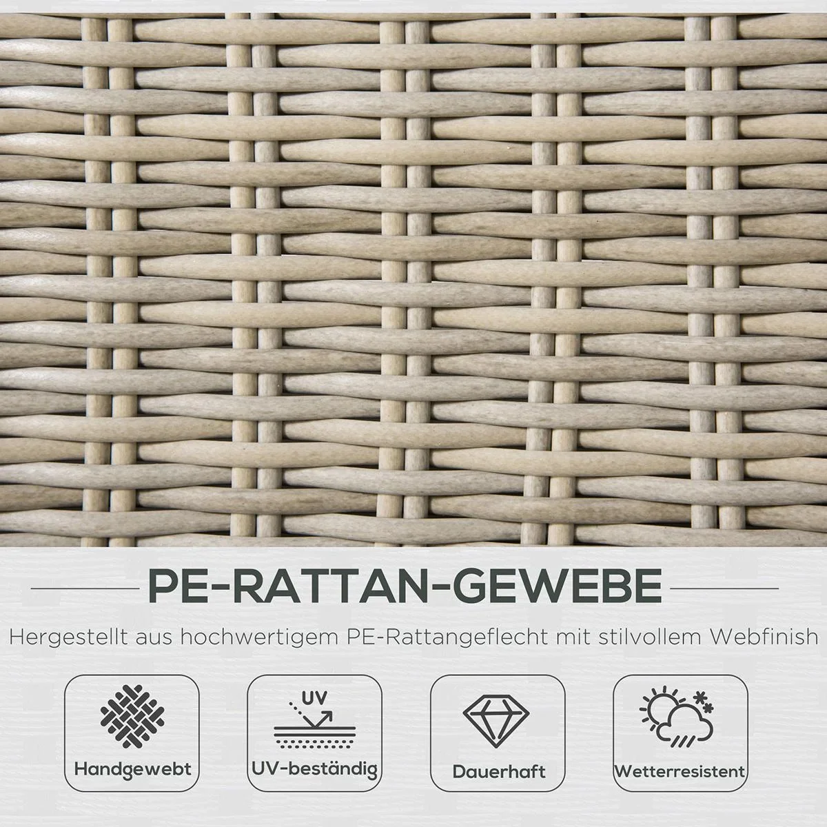 Faltbare Liege in Rattanoptik, hellgrau, 200 x 60 x 40 cm - 3
