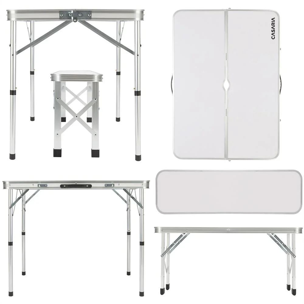 Campingbank 3 Stück weiß Aluminium klappbar - 2