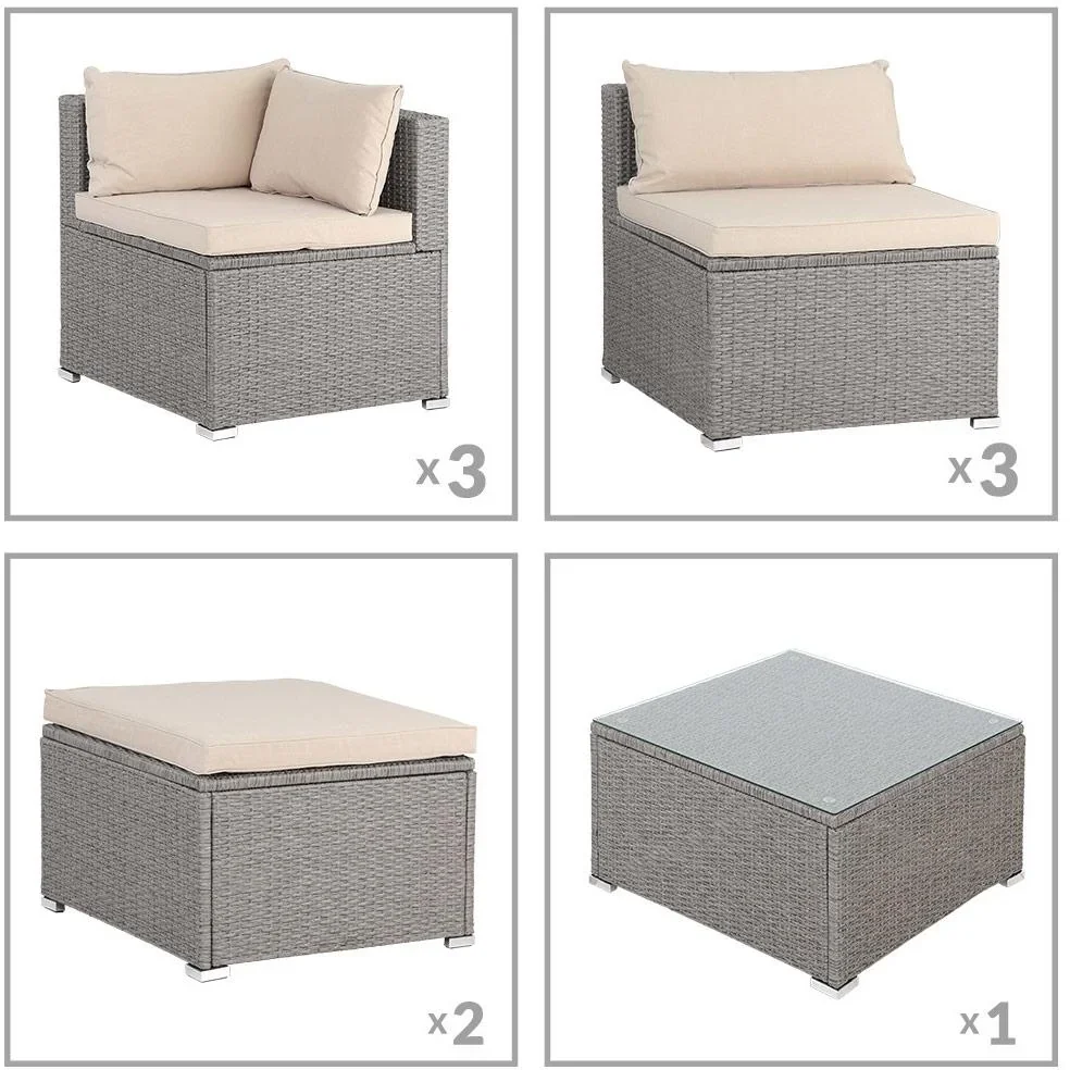 Polyrattan Lounge-set XL - 26-teilig - Creme - 0