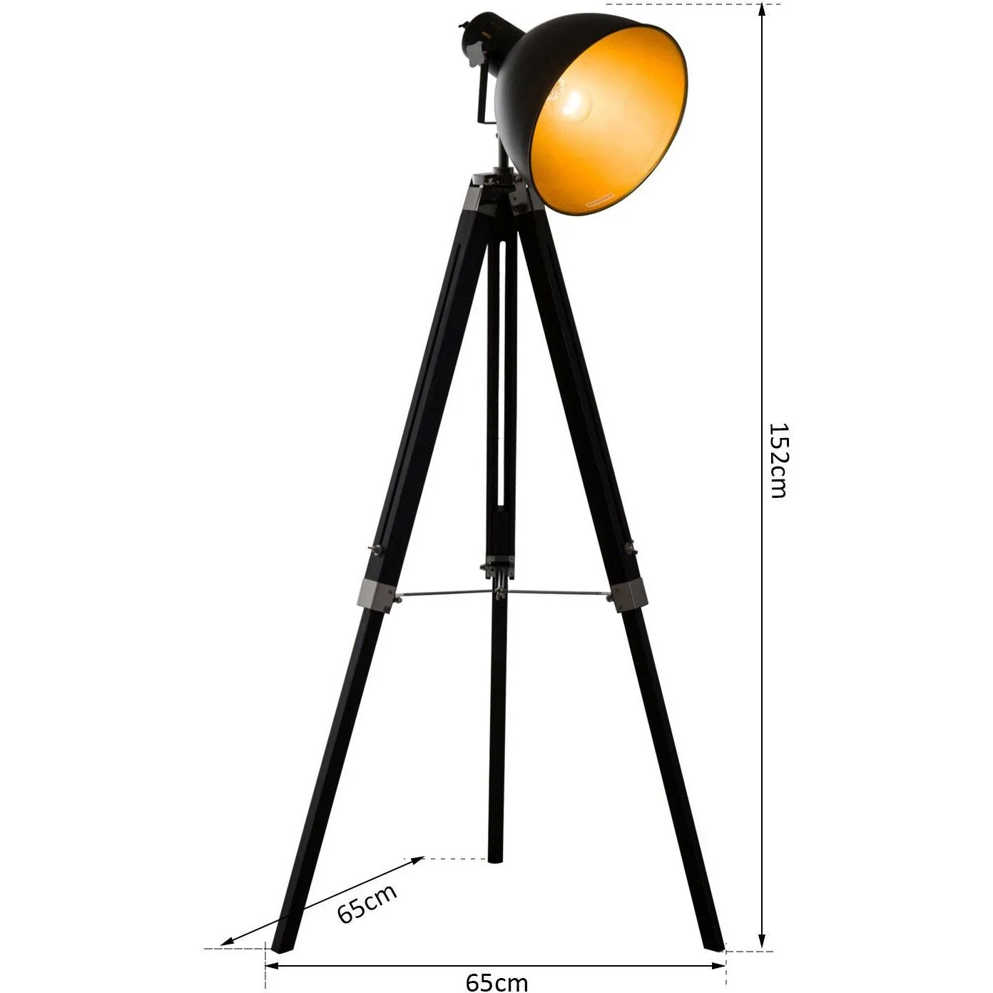 Stehlampe Dreibein Stehleuchte höhenverstellbar 108-152cm E27 Industrial Schwarz - 0