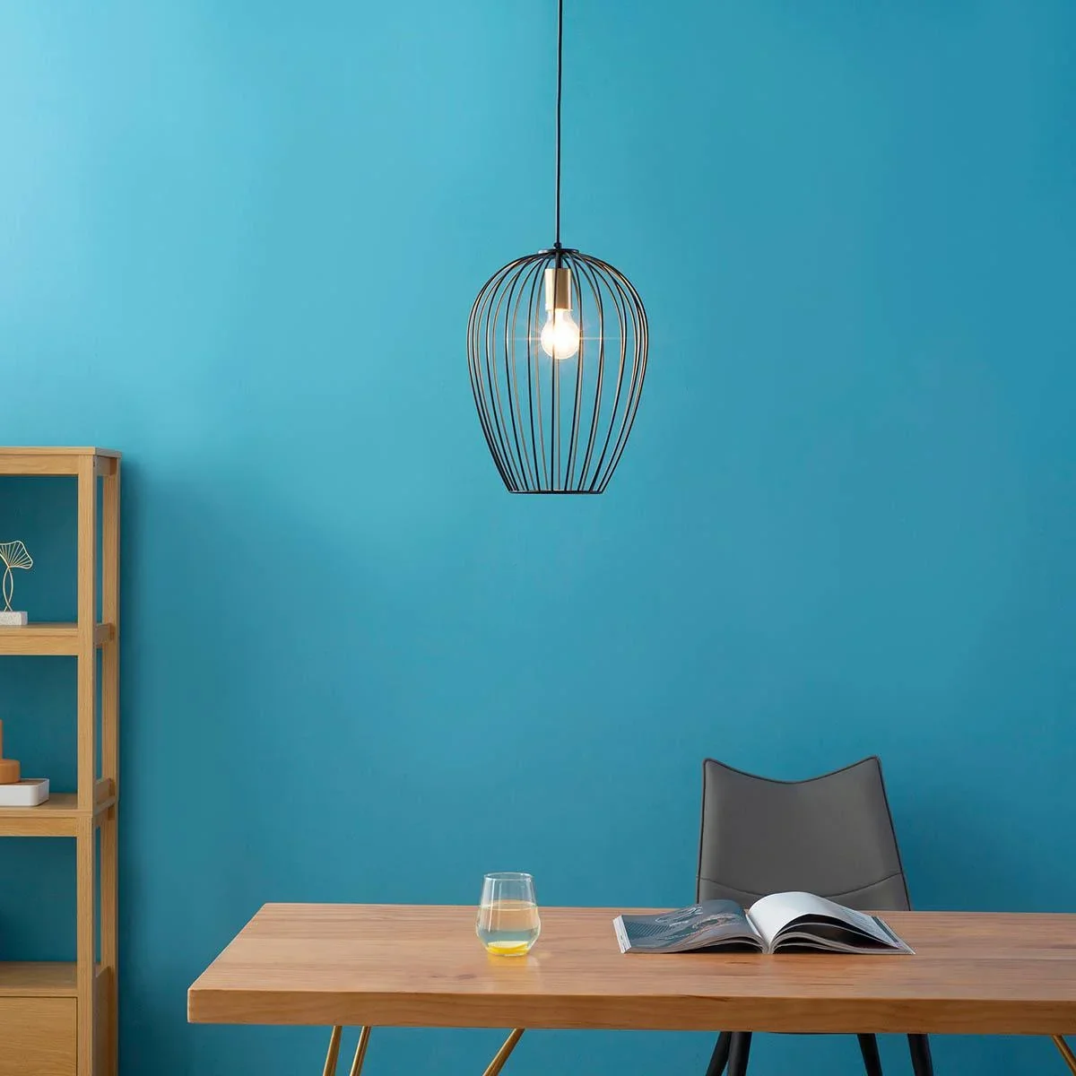 Pendelleuchte Hängeleuchte Hängelampe modern Pendellampe für Büro Wohnzimmer Esszimmer Metall Schwarz Ø26 x 130 cm - 1