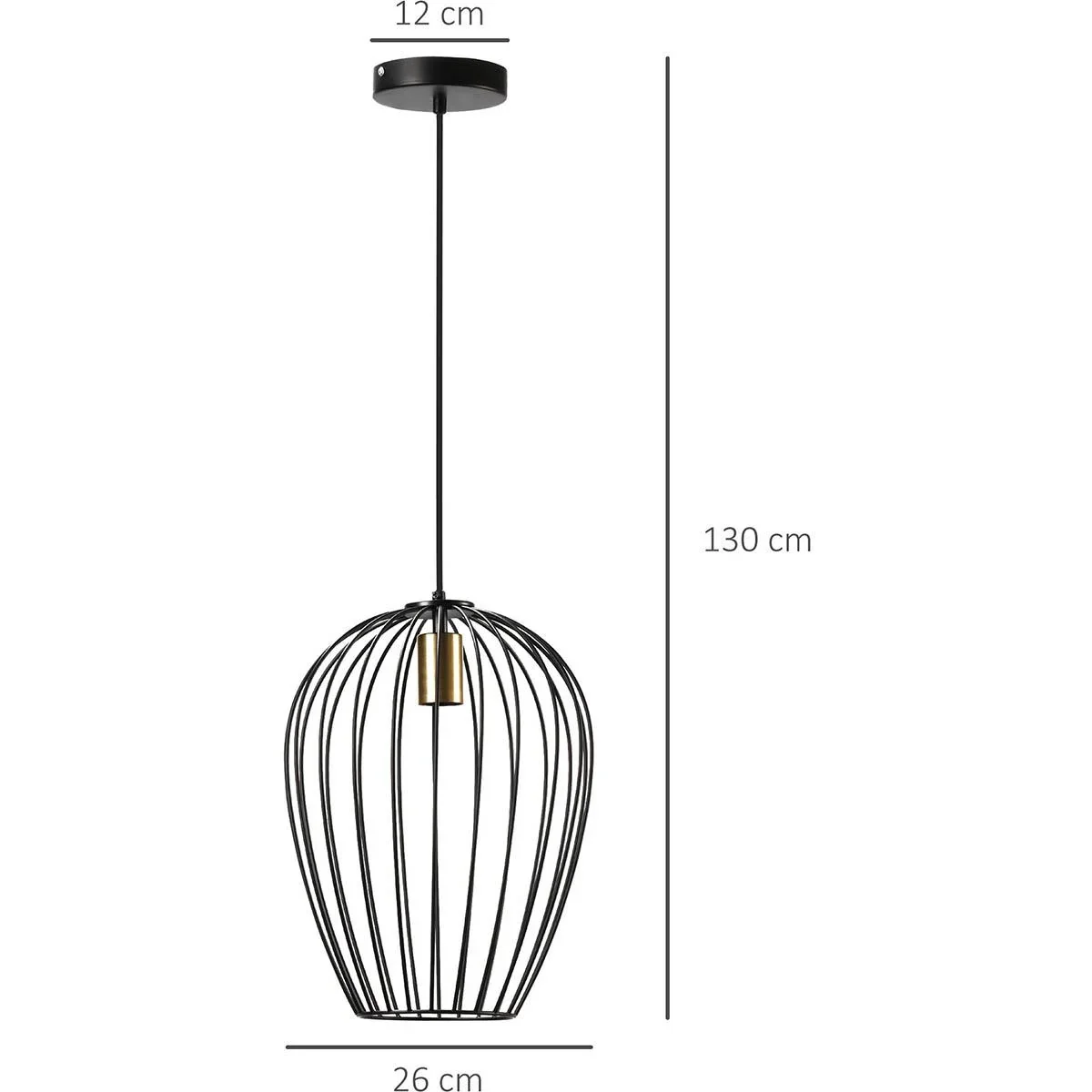 Pendelleuchte Hängeleuchte Hängelampe modern Pendellampe für Büro Wohnzimmer Esszimmer Metall Schwarz Ø26 x 130 cm - 2