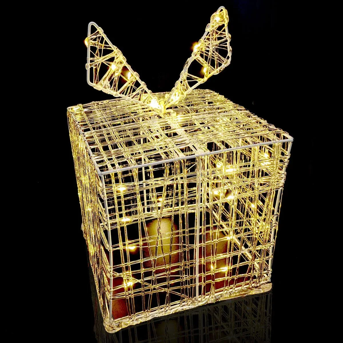 SET aus 3 beleuchteten Geschenkboxen - 30 LED - 15 cm hoch - 3