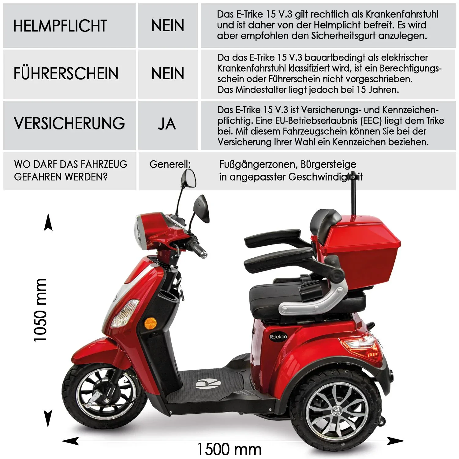 E-Trike 15 V.3, 1.000 Watt + Straßenverkehrszulassung - 3