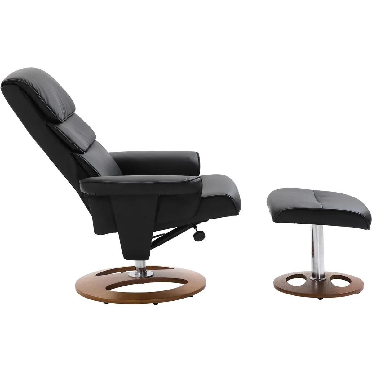 Fernsehsessel mit Hocker schwarz - 1