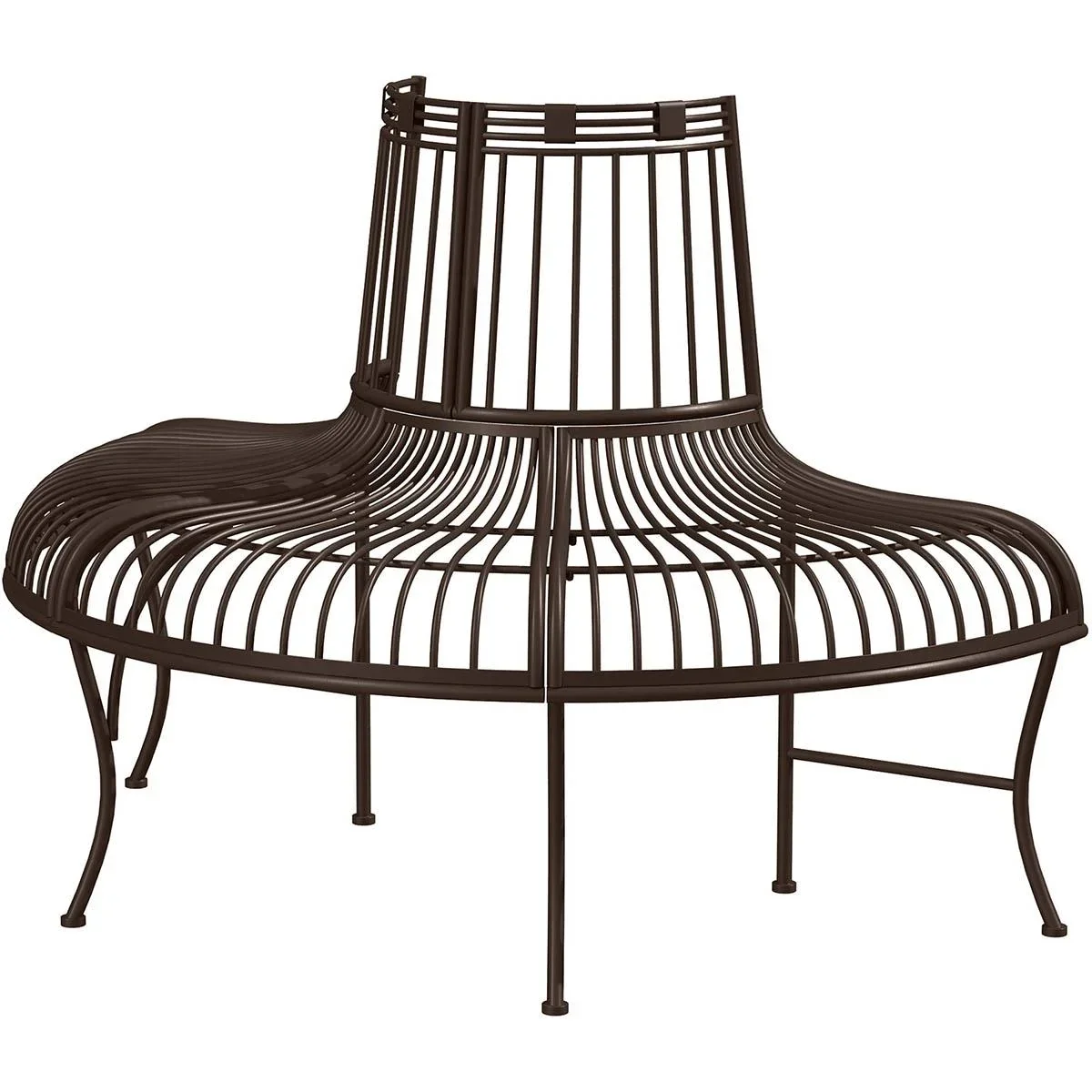 Metall-Baumbank halbrunde Gartenbank Parksitz für Ø37cm Baumstämme 135 x 70 x 85 cm - 1