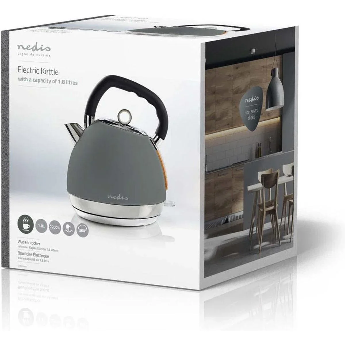 Nedis Elektrischer Wasserkocher 1,8 L Soft touch - Grau - 0