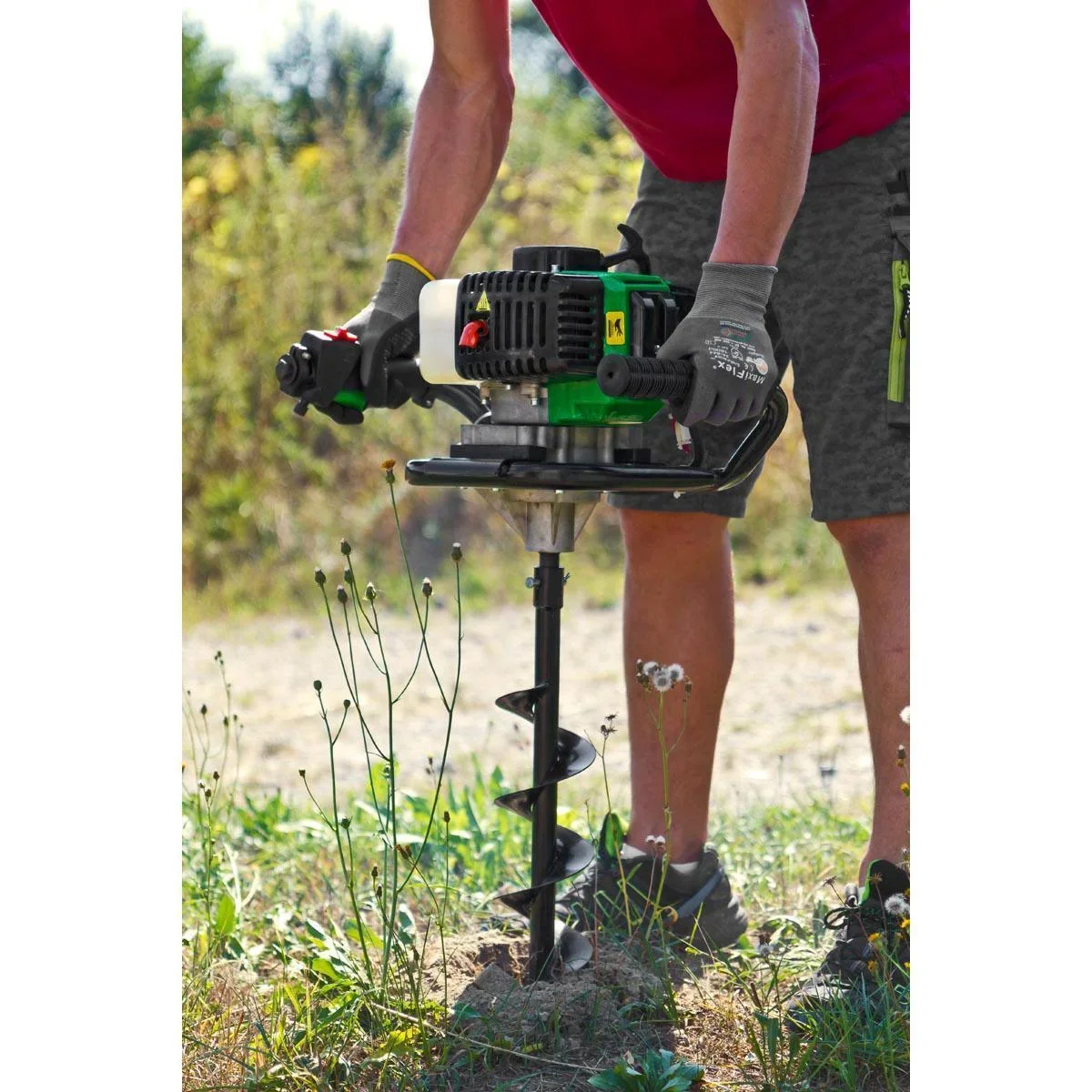 Erdlochbohrer "ZI-ELB70", mit 3 Bohrern, Grün/ Schwarz - 3