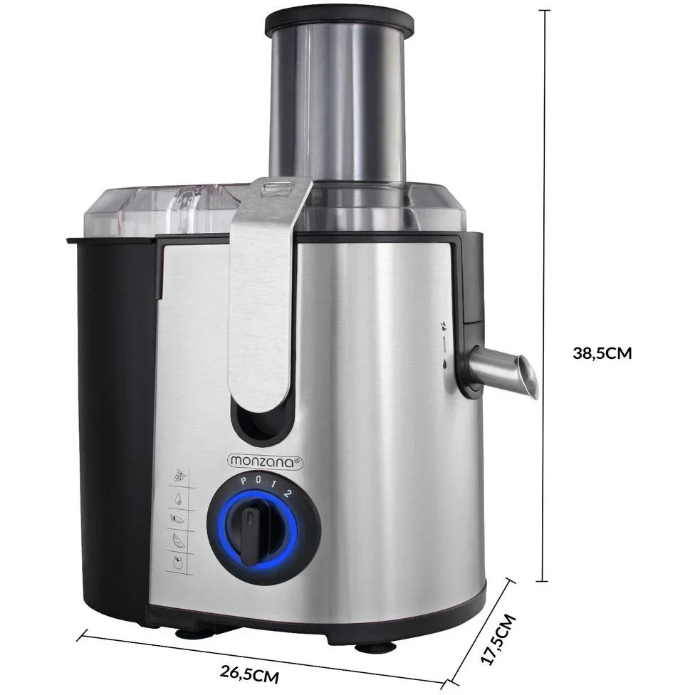 Entsafter - Entsafter für Obst & Gemüse 1100W - Edelstahl - große Einfüllöffnung - 4