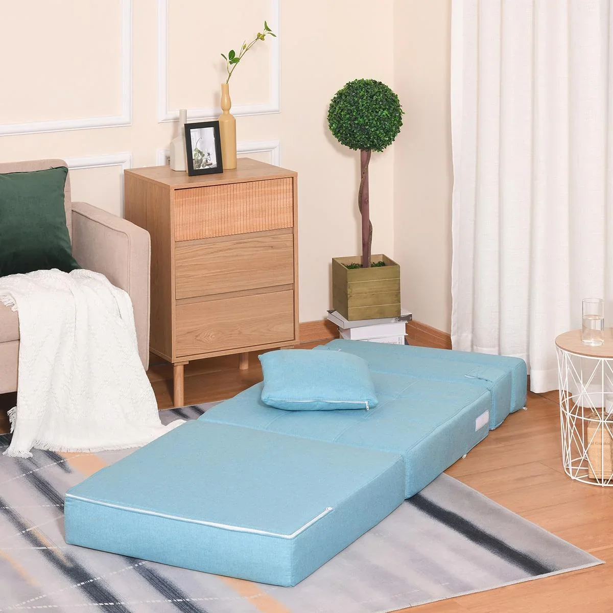 Schlafsessel Schlafsofa Sofabett Einzelsofa mit Waschbarem Kissen Blau 70cm x 70cm x 61cm - 0