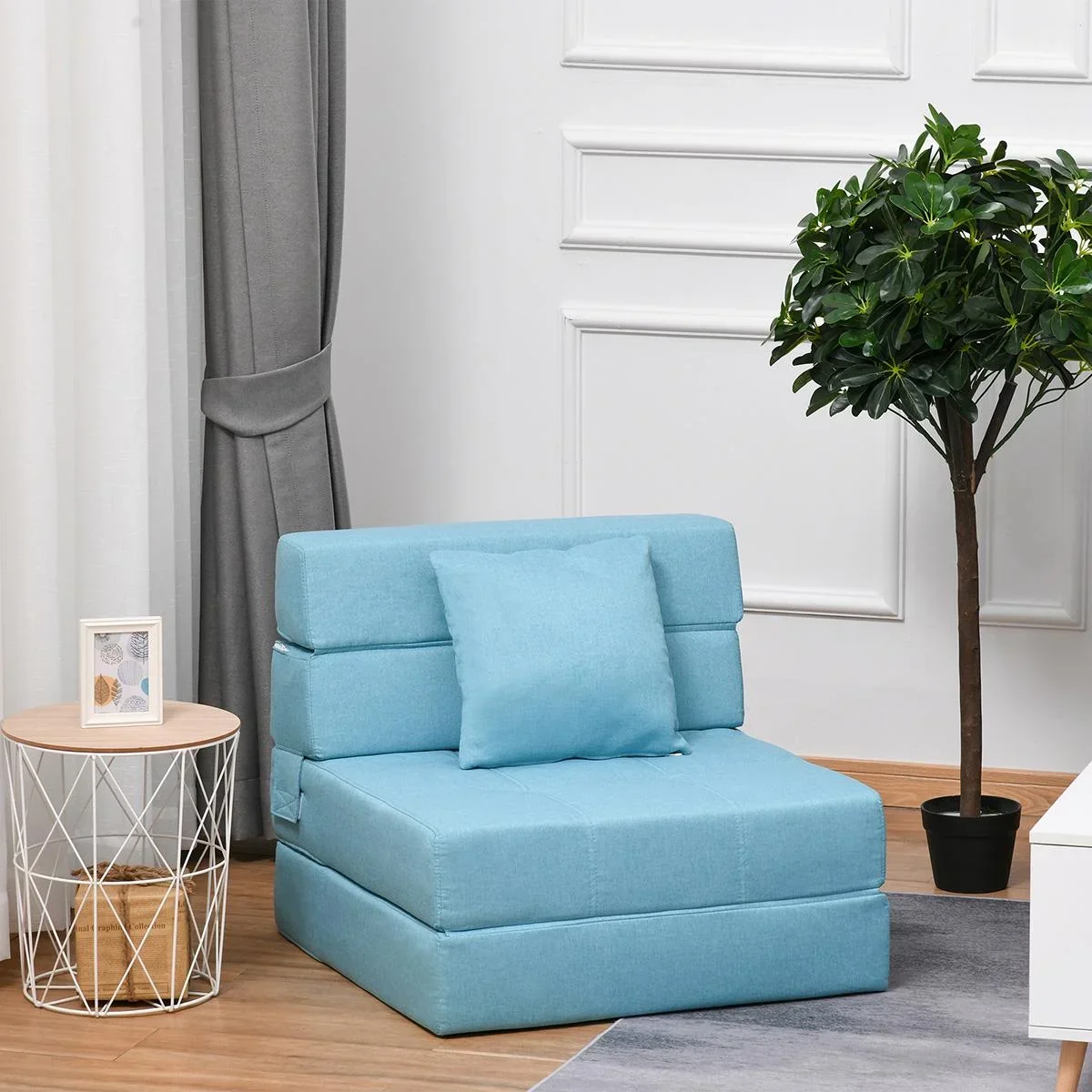 Schlafsessel Schlafsofa Sofabett Einzelsofa mit Waschbarem Kissen Blau 70cm x 70cm x 61cm - 1