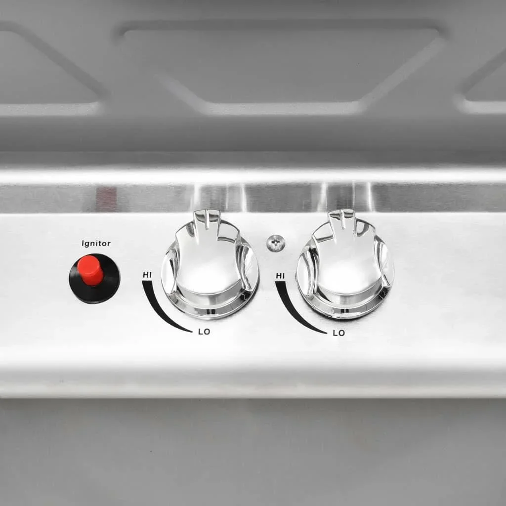 Gasgrill und Grill mit 2 Kochzonen aus Edelstahl silber - 0