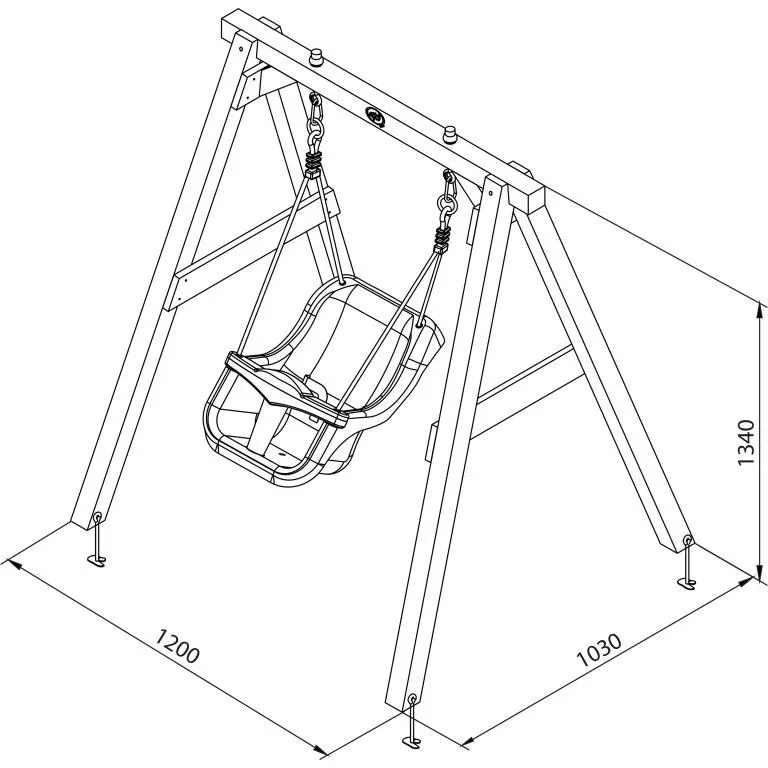 Babyschaukel Grau / weiß mit Sitz - 2