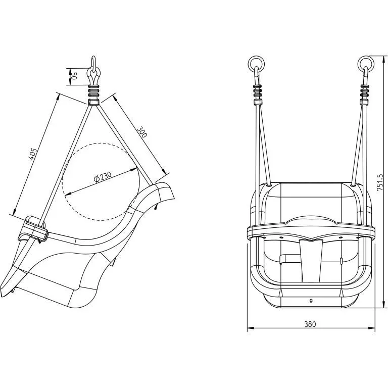 Babyschaukel Grau / weiß mit Sitz - 5
