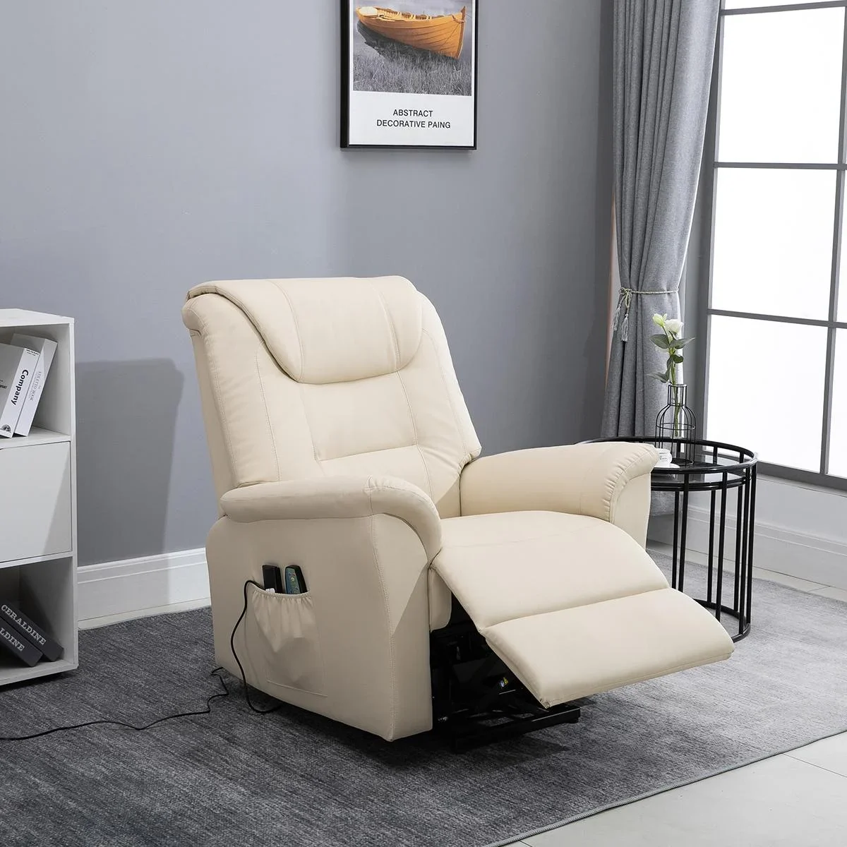elektrischer Massage-Liegestuhl mit Vibrierendemassage Heizfunktion Aufstehhilfe Elektrorollstuhl Fernbedienung mit Netz - 2