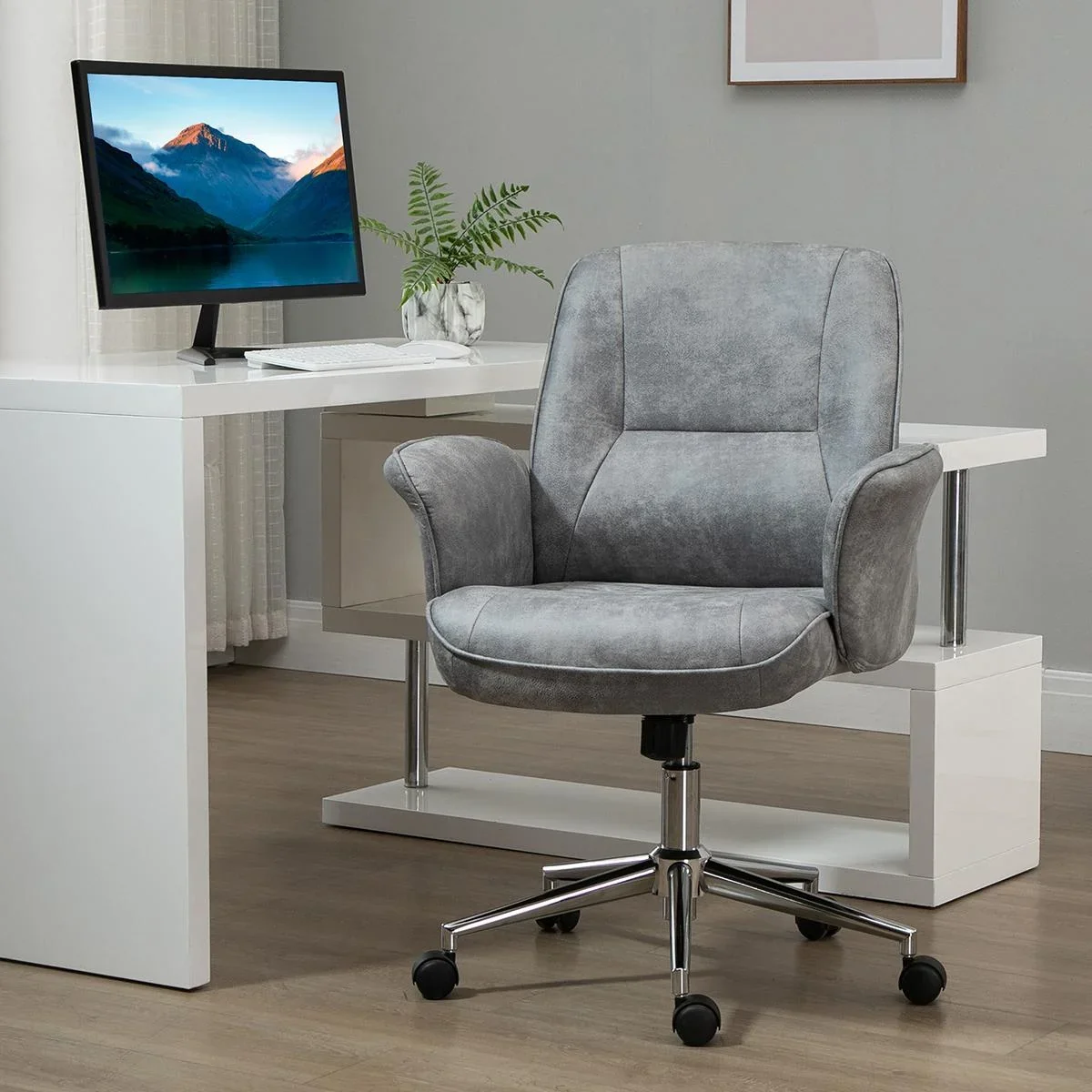 Bürostuhl Schreibtischstuhl Drehstuhl Home-Office-Stuhl mit Wippenfunktion höhenverstellbarer ergonomisch 360°-Drehräder - 1