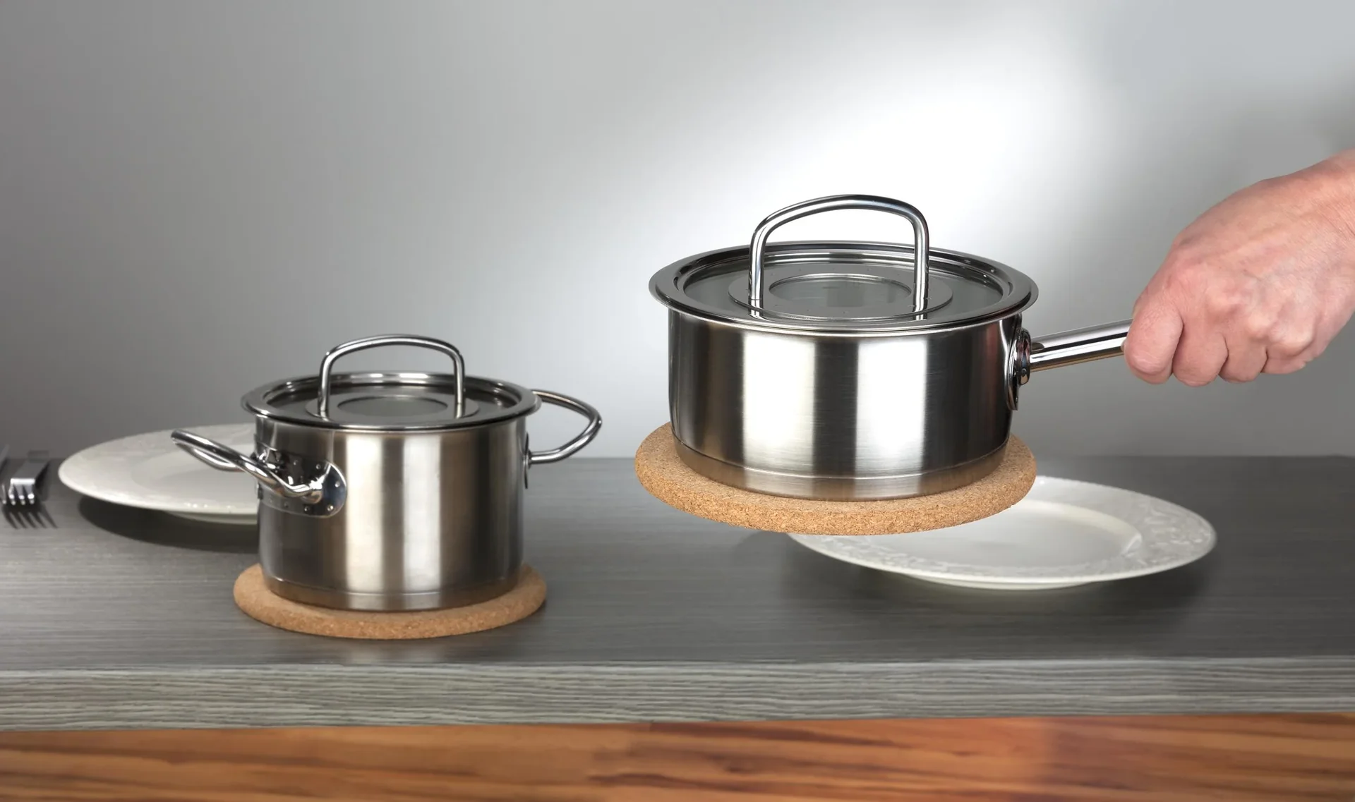 Topfuntersetzer, Ø 19 cm aus Kork, magnetisch, 2 Stück - 1