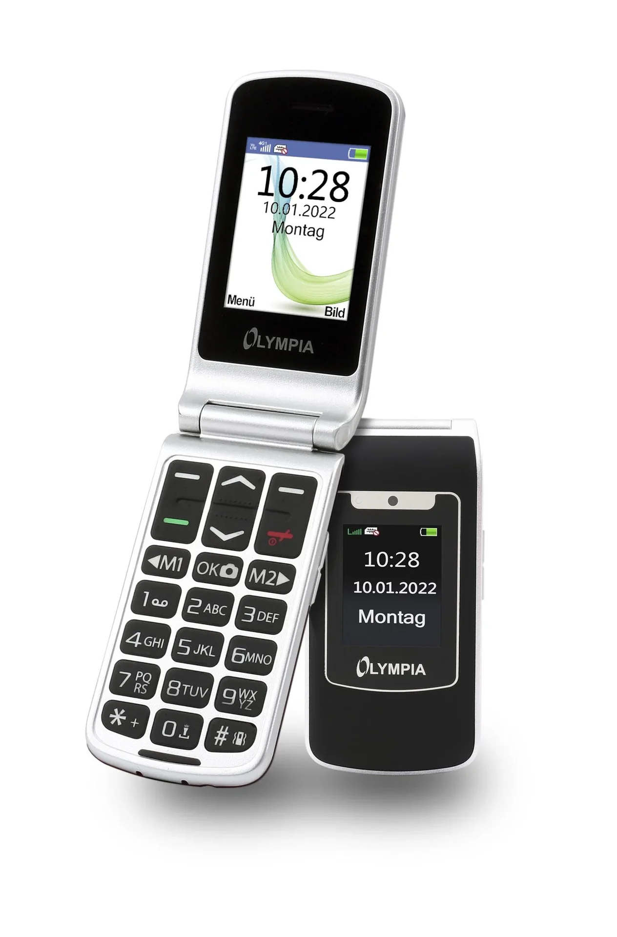 Großtasten-Klapphandy 4G mit Notruftaste, USB-C Anschluss, rot - 1