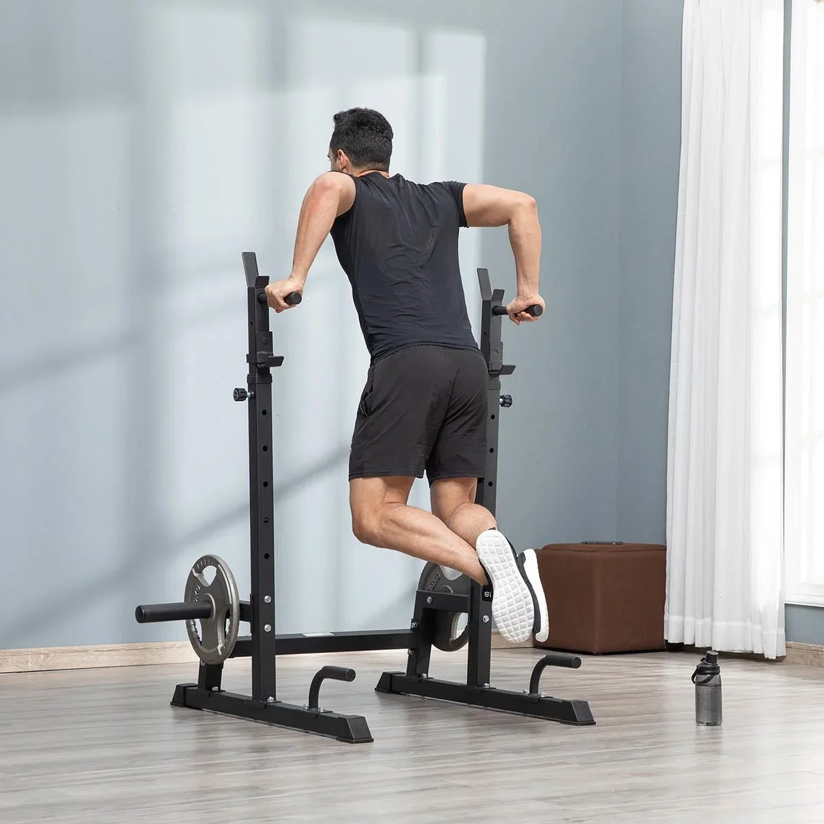 Hantelständer Multi-Funktions Langhantelablage Hantelablage höhenverstellbar Langhantel Krafttraining bis 150 kg belastb - 0