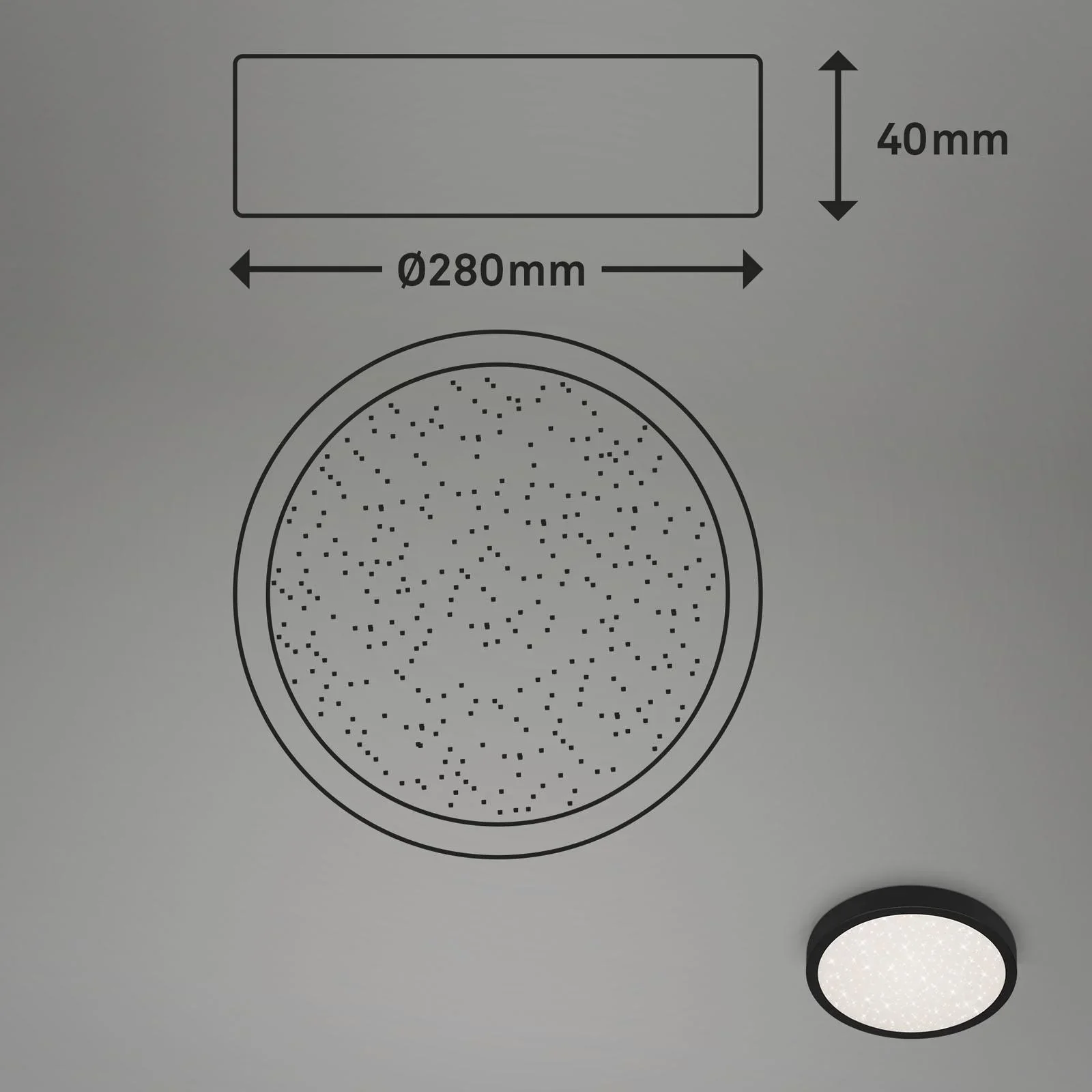 LED Außenleuchte mit Sternencover und schwarzem Metallrahmen, IP44, 18,5 Watt, 2.000 lm, 4.000 K - 2