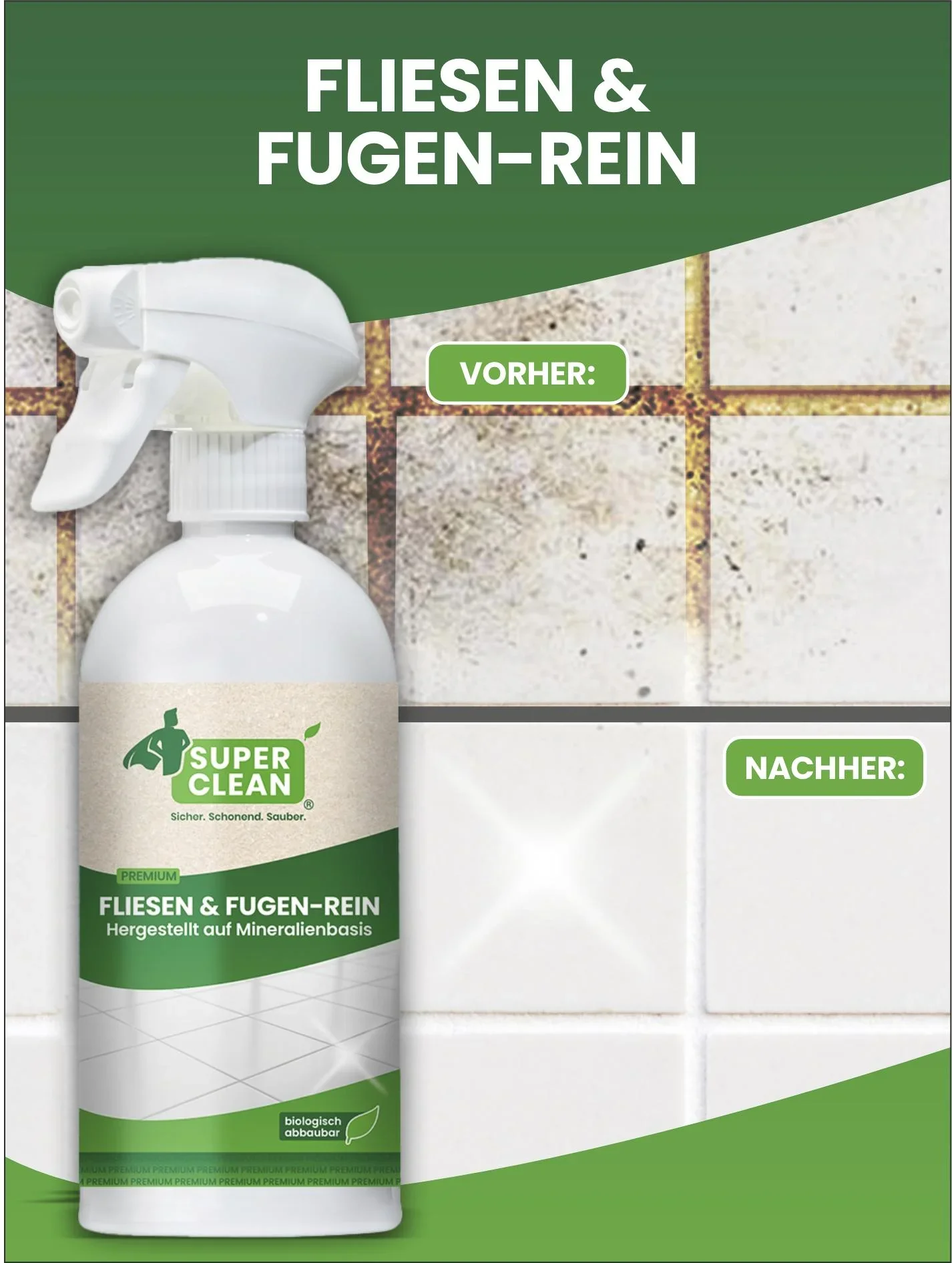 Fliesen&Fugenrein 500 ml - Starker Bad- und Küchenreiniger auf Mineralienbasis - 0