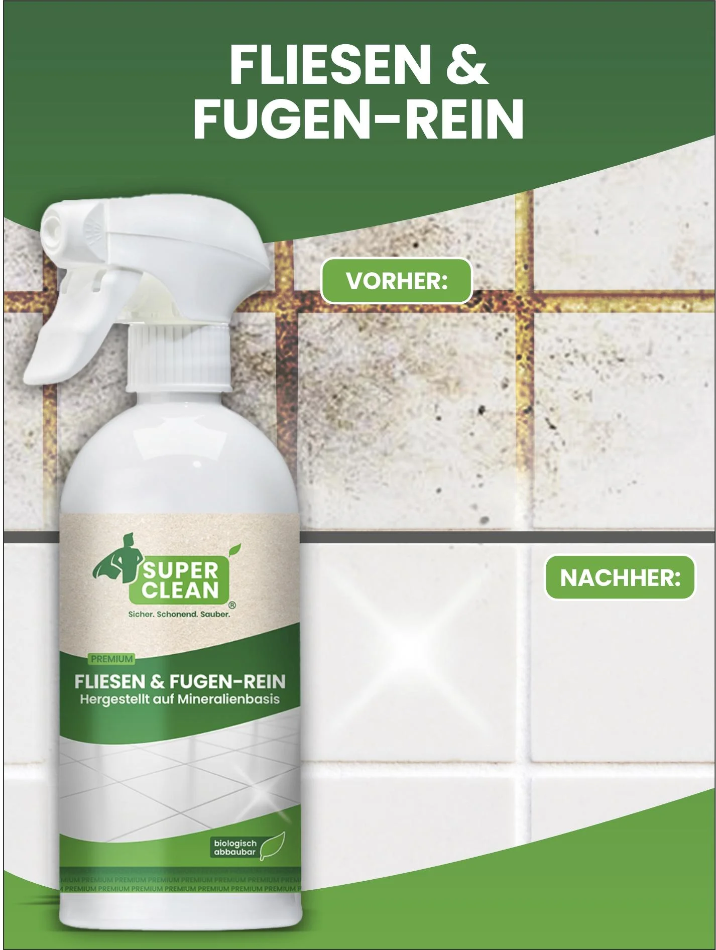 Fliesen&Fugenrein 500 ml - Starker Bad- und Küchenreiniger auf Mineralienbasis - 0